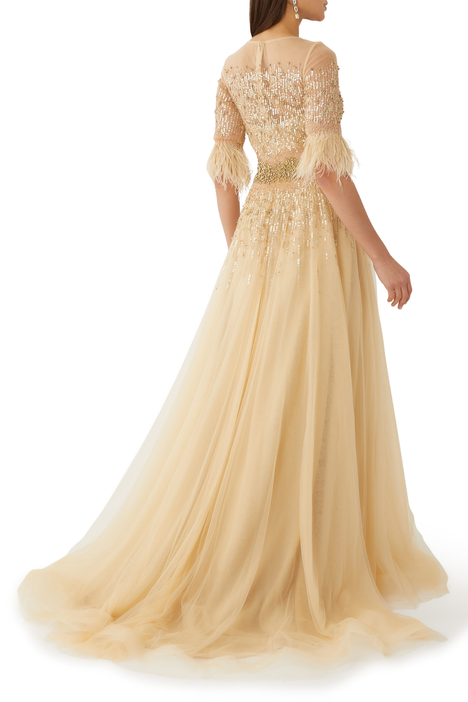 Beaded Tulle Skirt Gown