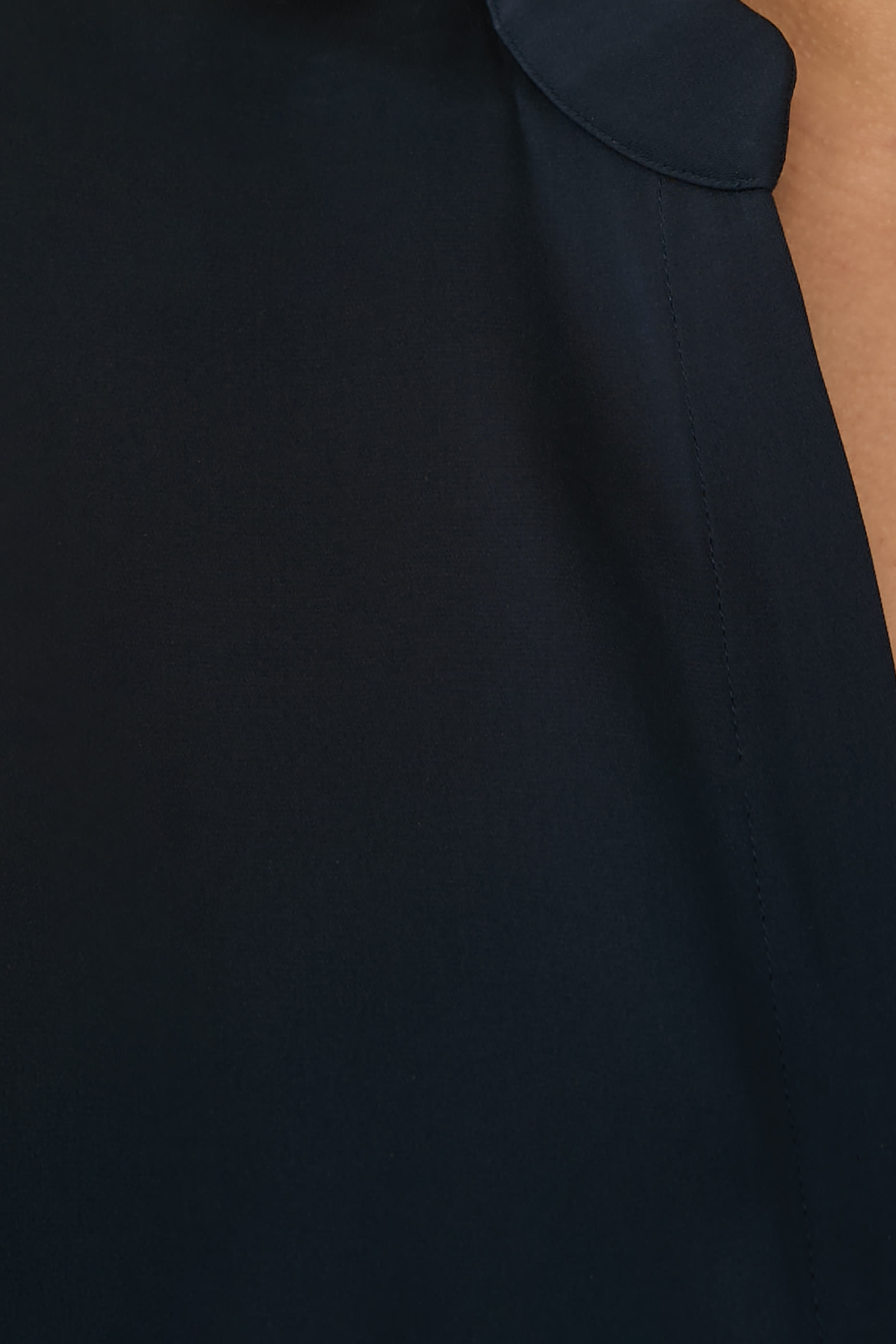 Contrast-Placket Stretch-Silk Cap-Sleeve Blouse