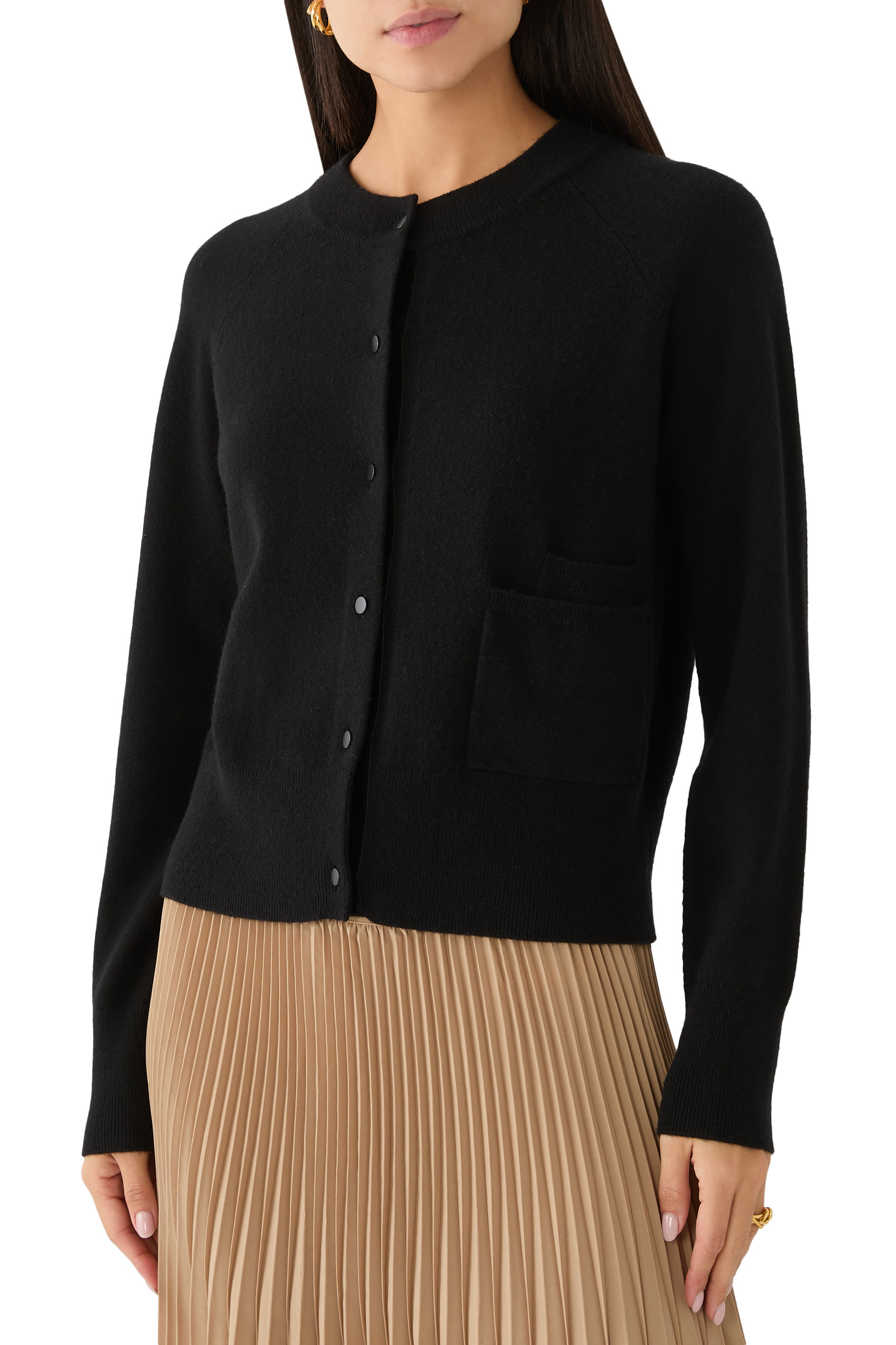 Velvet-Trim Wool-Blend Cardigan