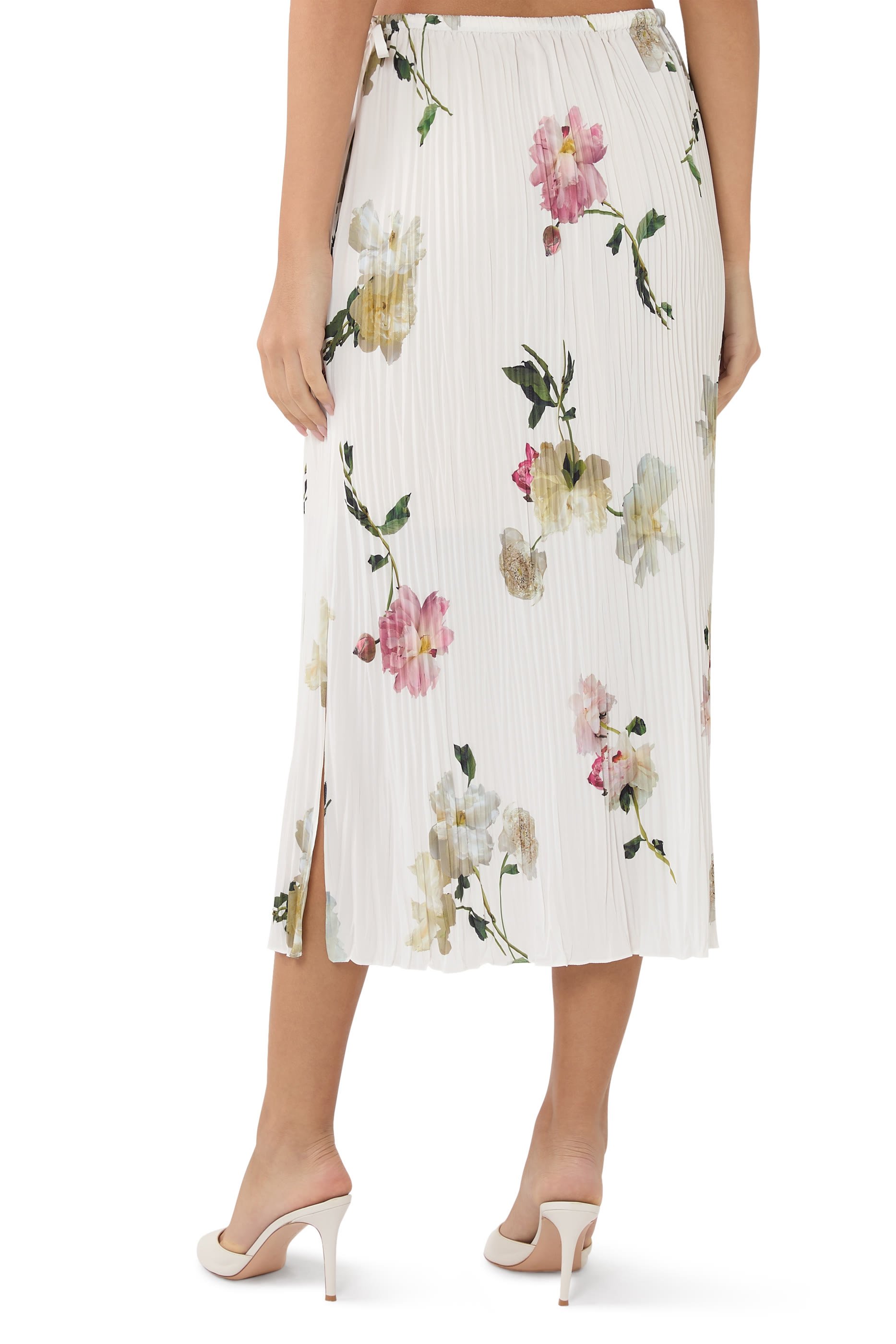 Wilted Peony Pleated Side Tie Skirt