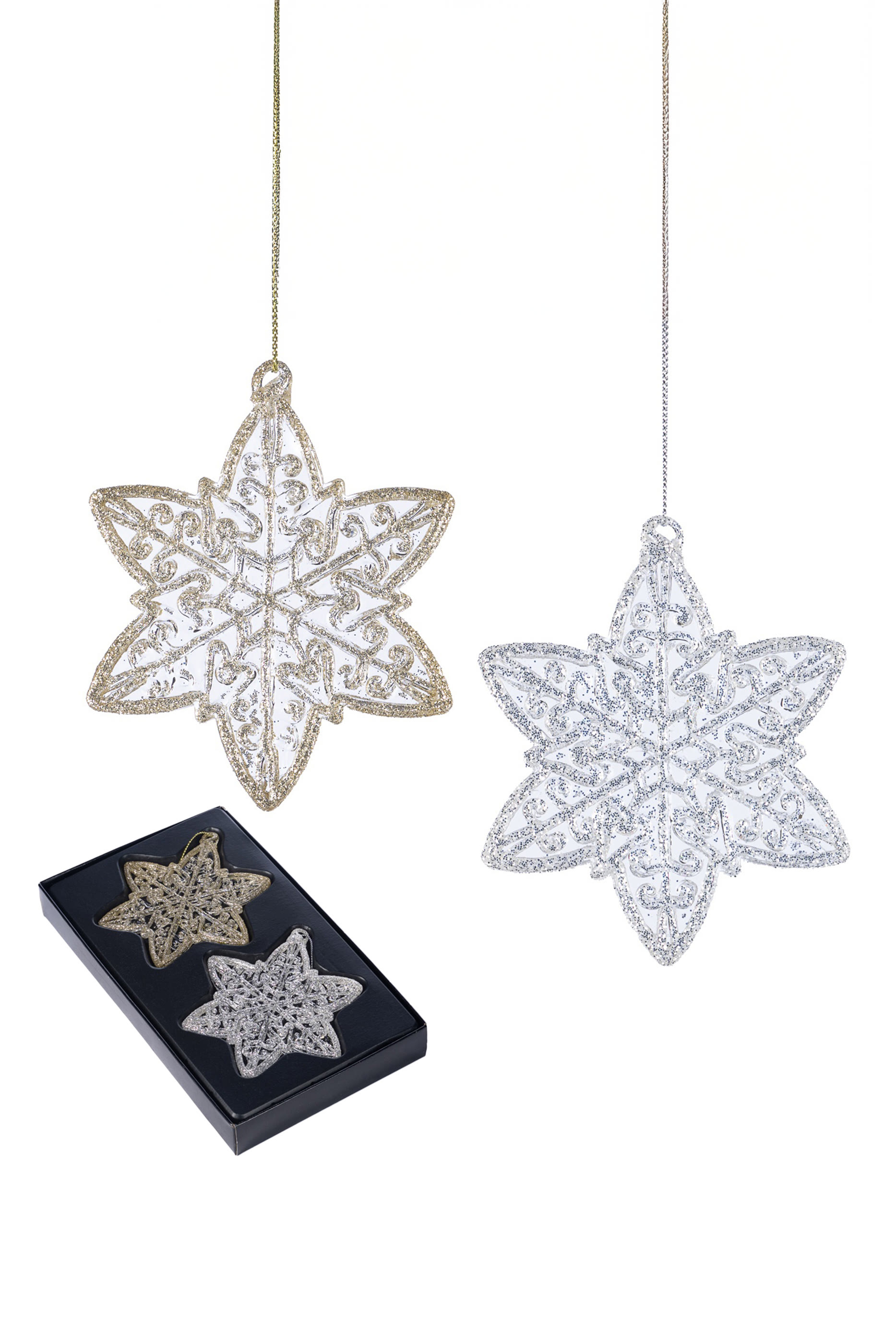 Glass Flat Star, Set of 2