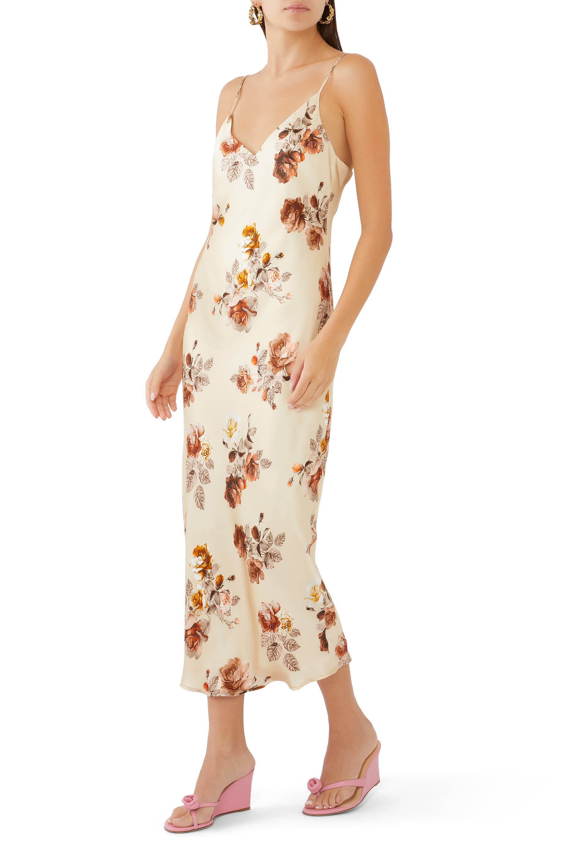 Seridie Slip Midi Tonal Rose Dress