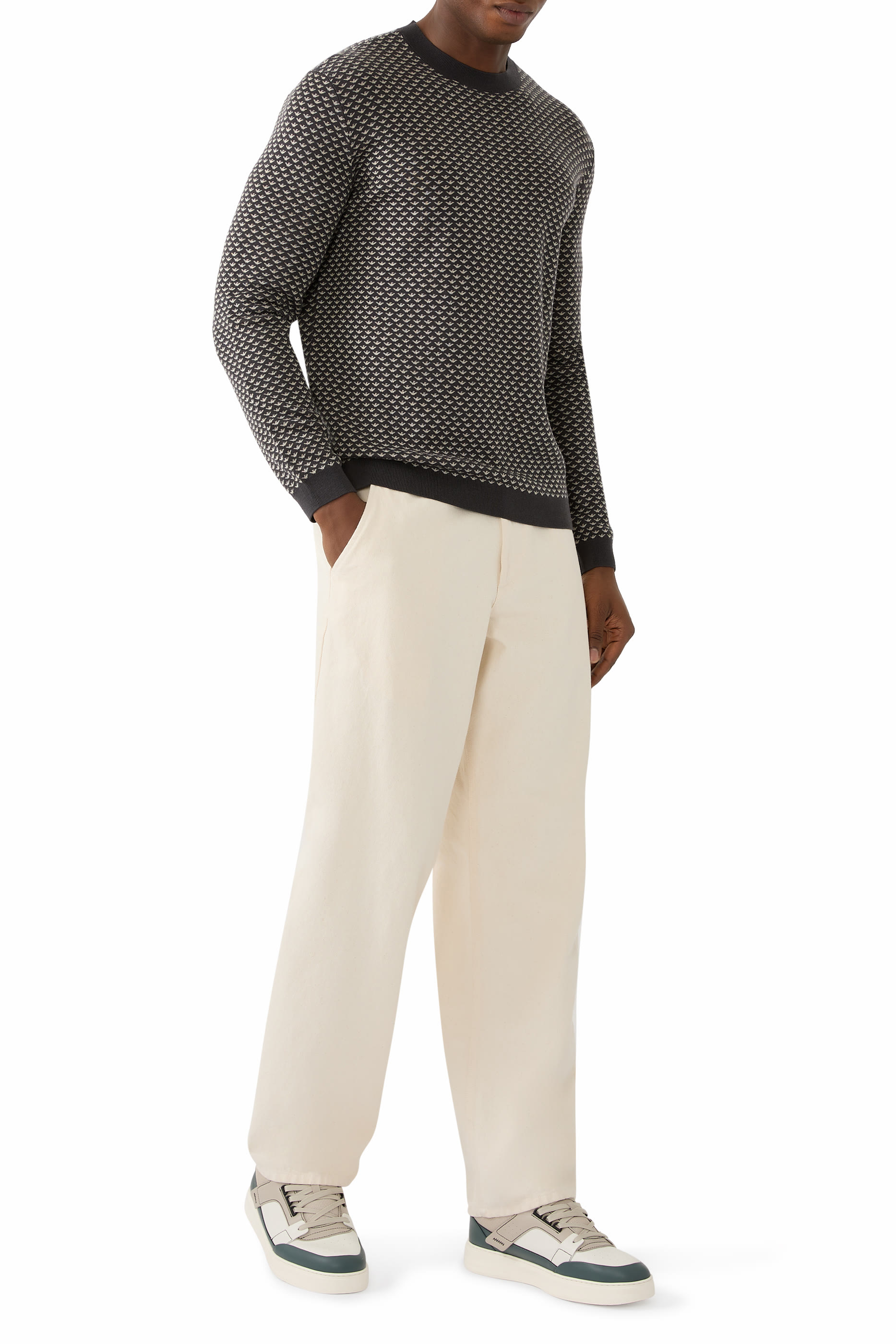 All-Over Eagle Logo Jacquard Sweater