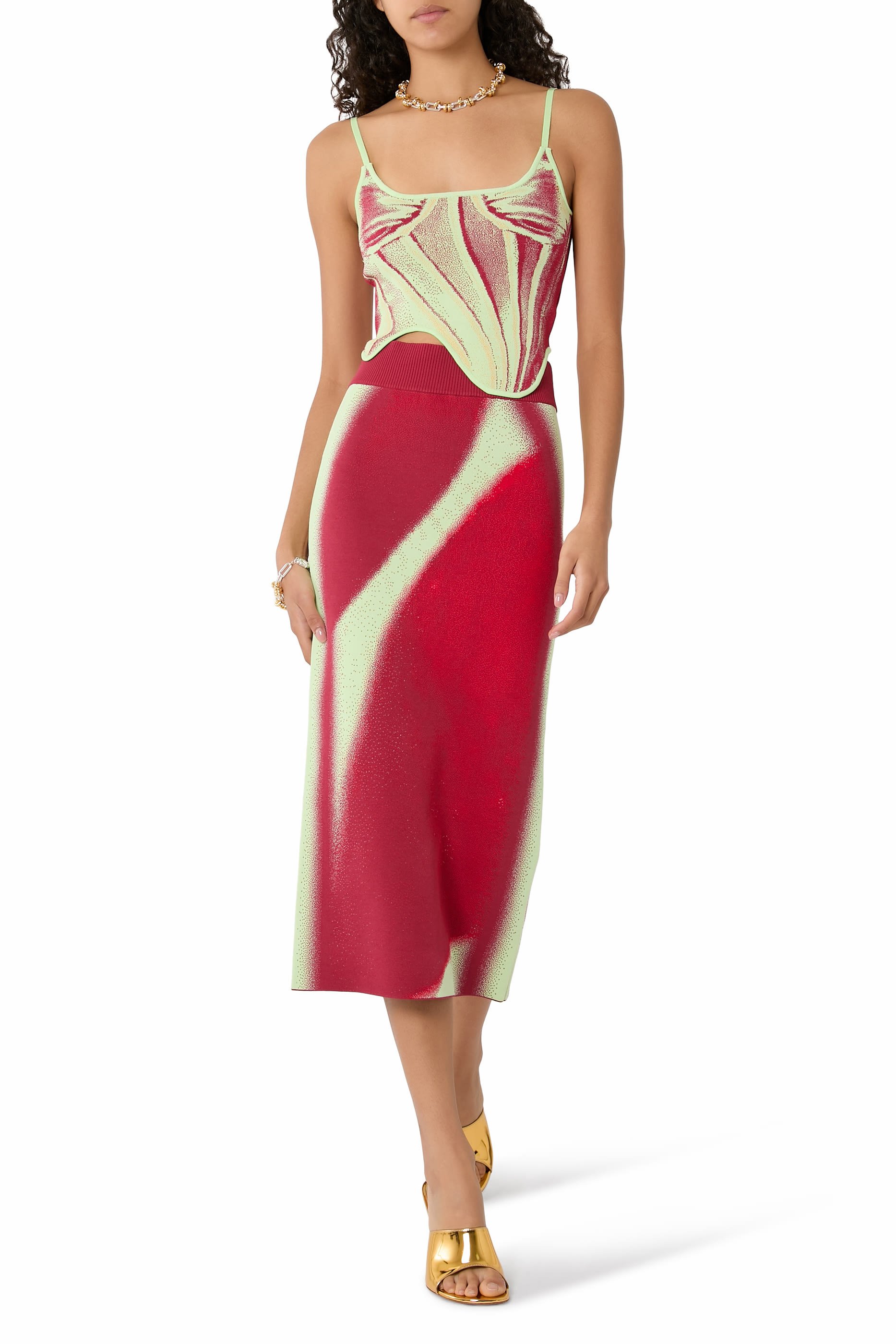  Sophie Cherry Print Midi Skirt 