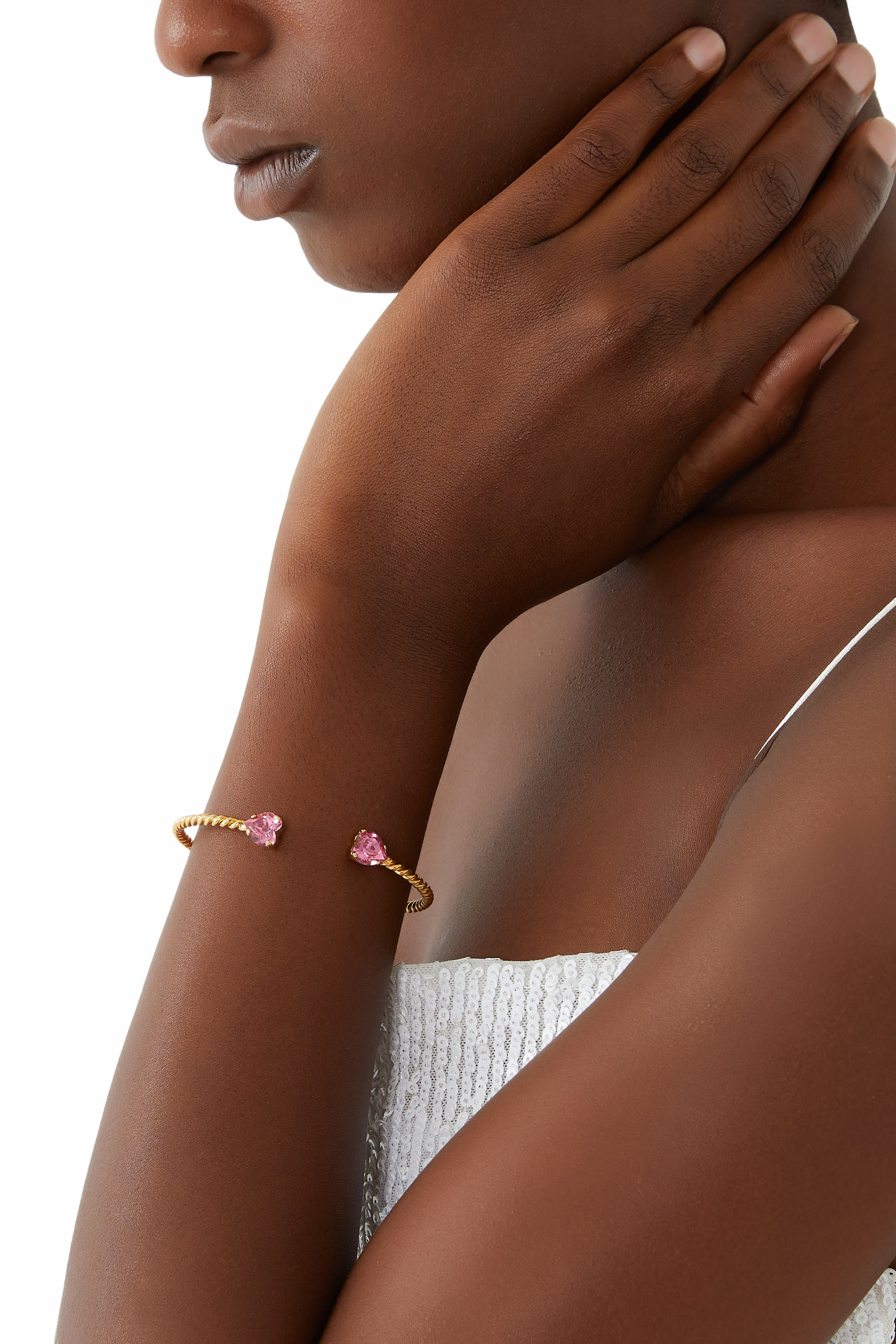 Valentina Heart Bracelet, 18K Gold Plating & Crystals