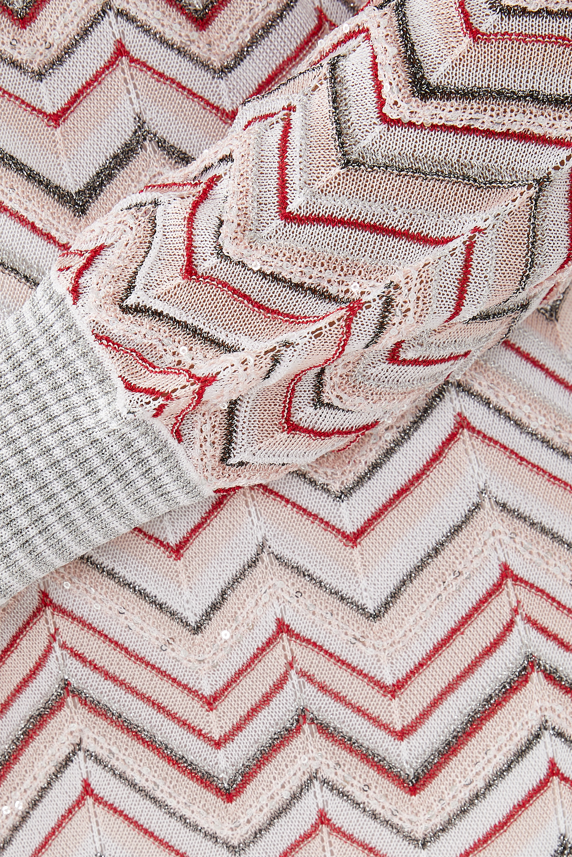 Zigzag Knit V-Neck Long Dress