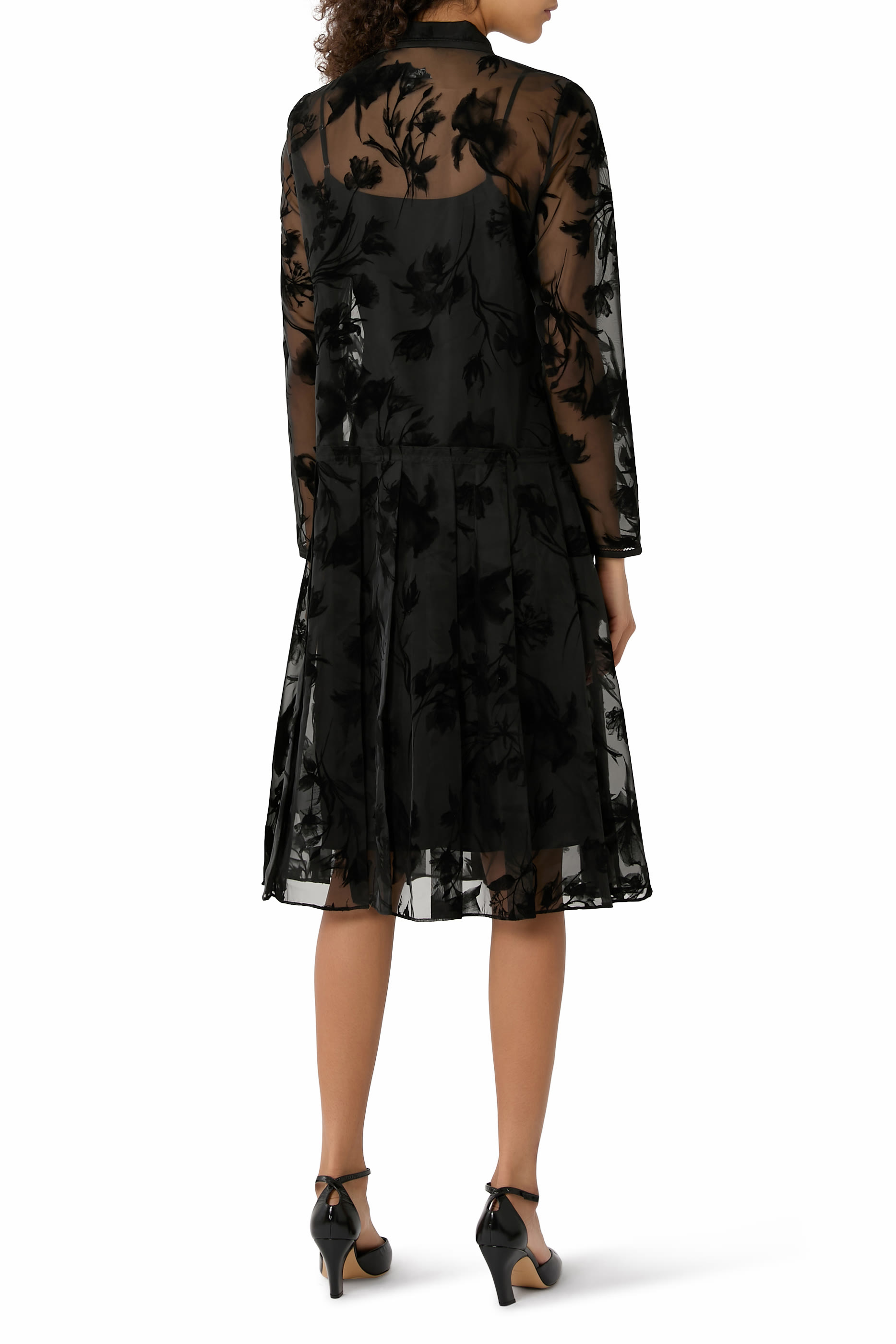 Flocked Organza Shirtdress