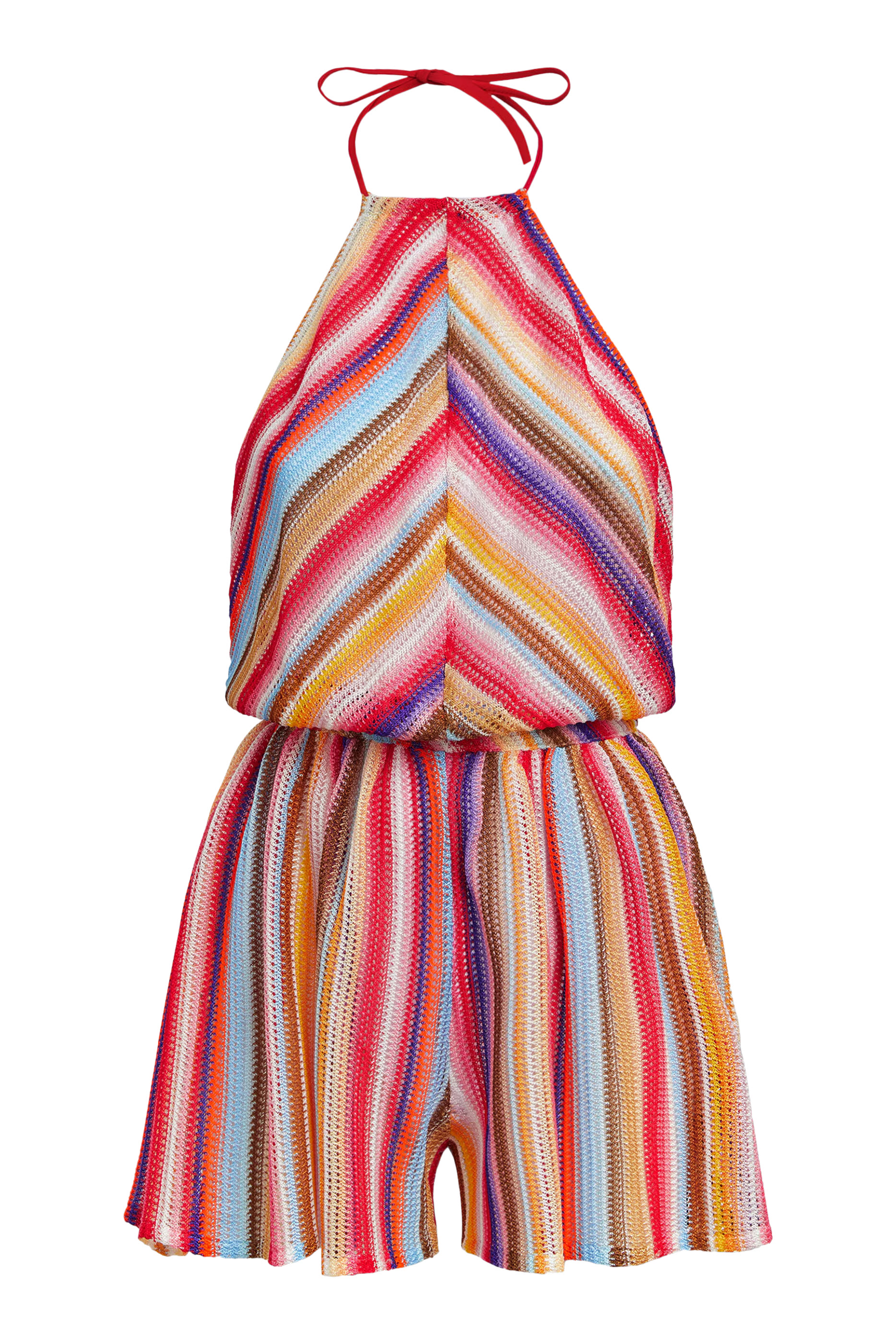 Mare Striped Raschel Sleeveless Romper