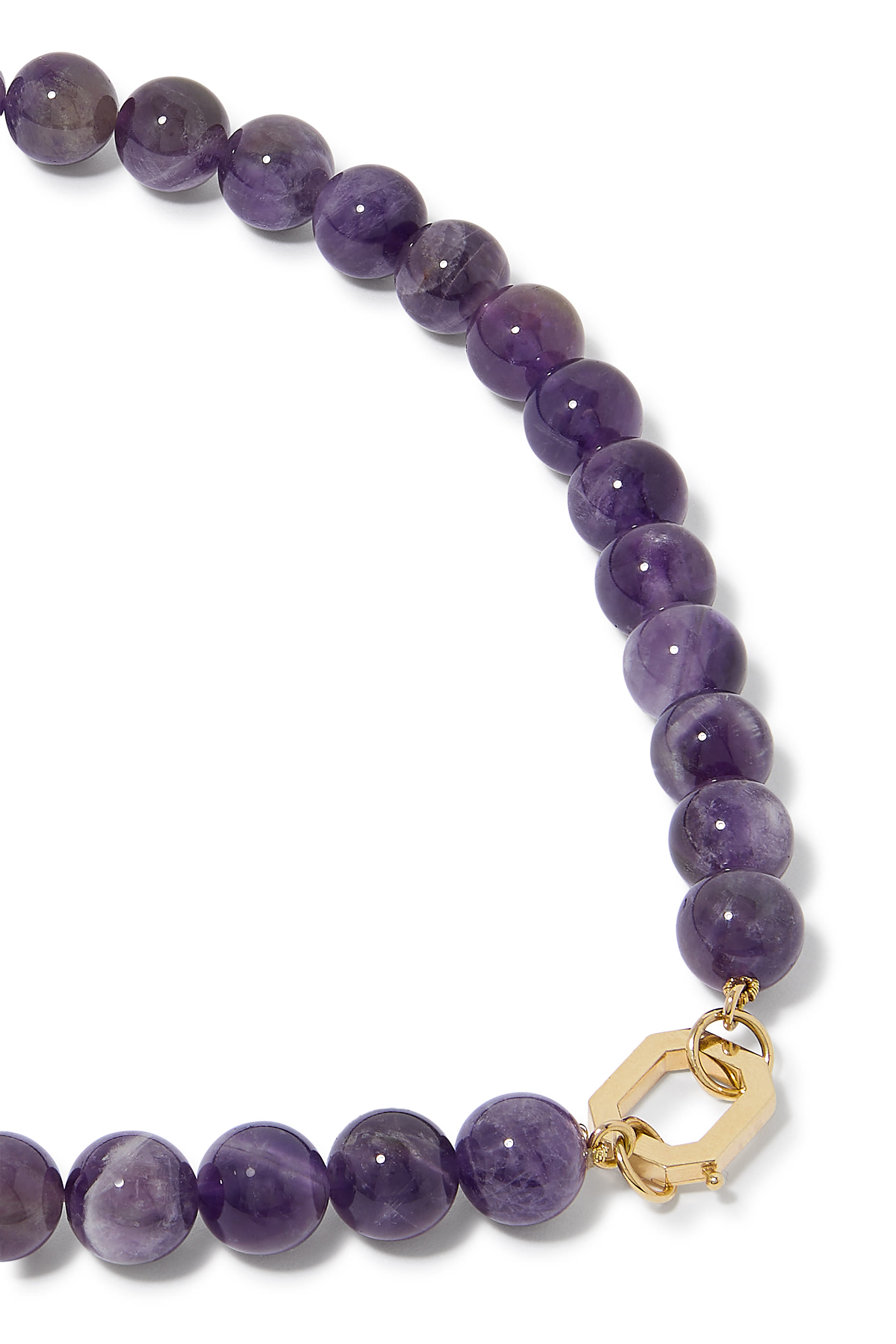 Amethyst Beaded Necklace, 18K Yellow Gold