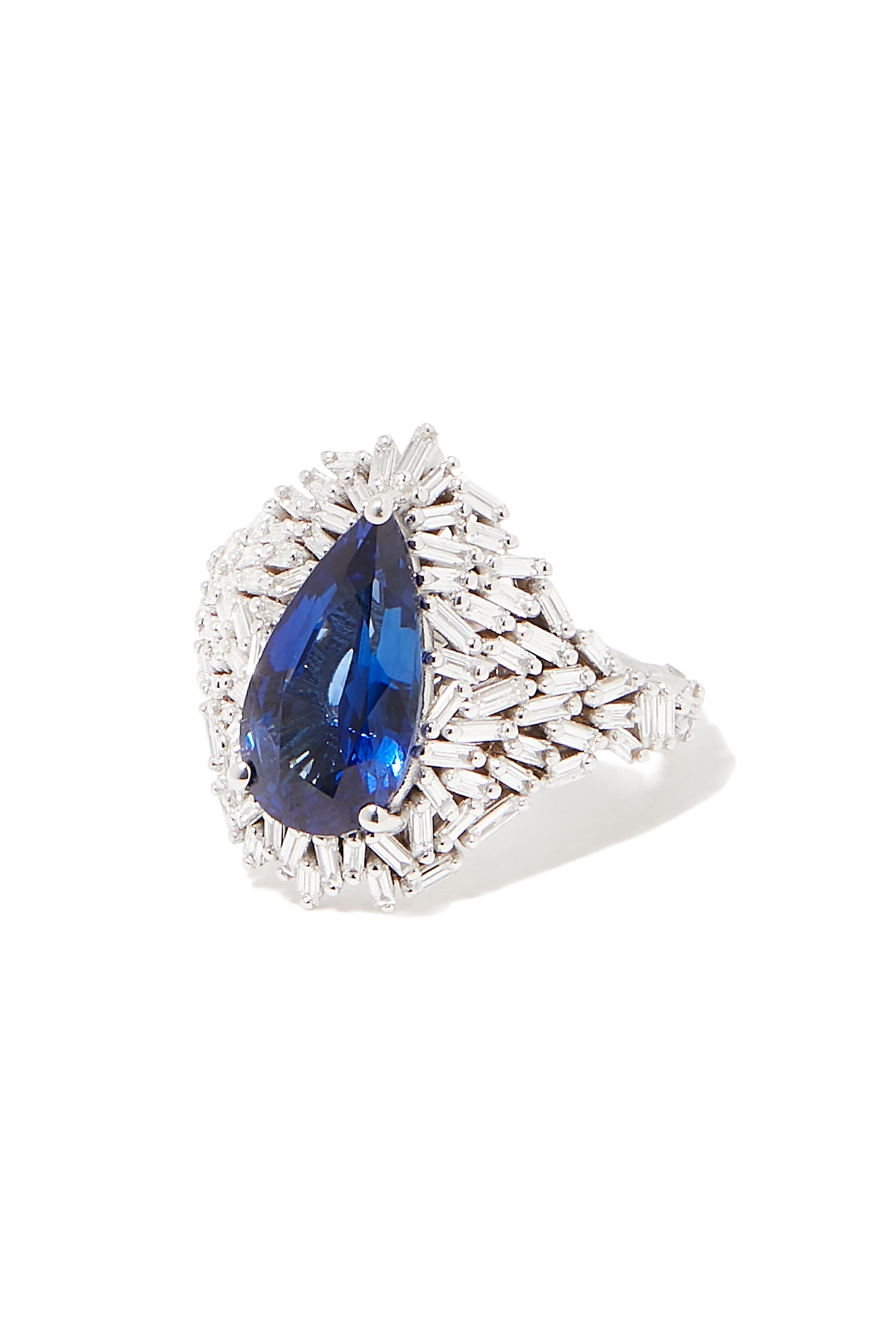 Cylonsapphire Baguette Ring, 18k White Gold & Diamond