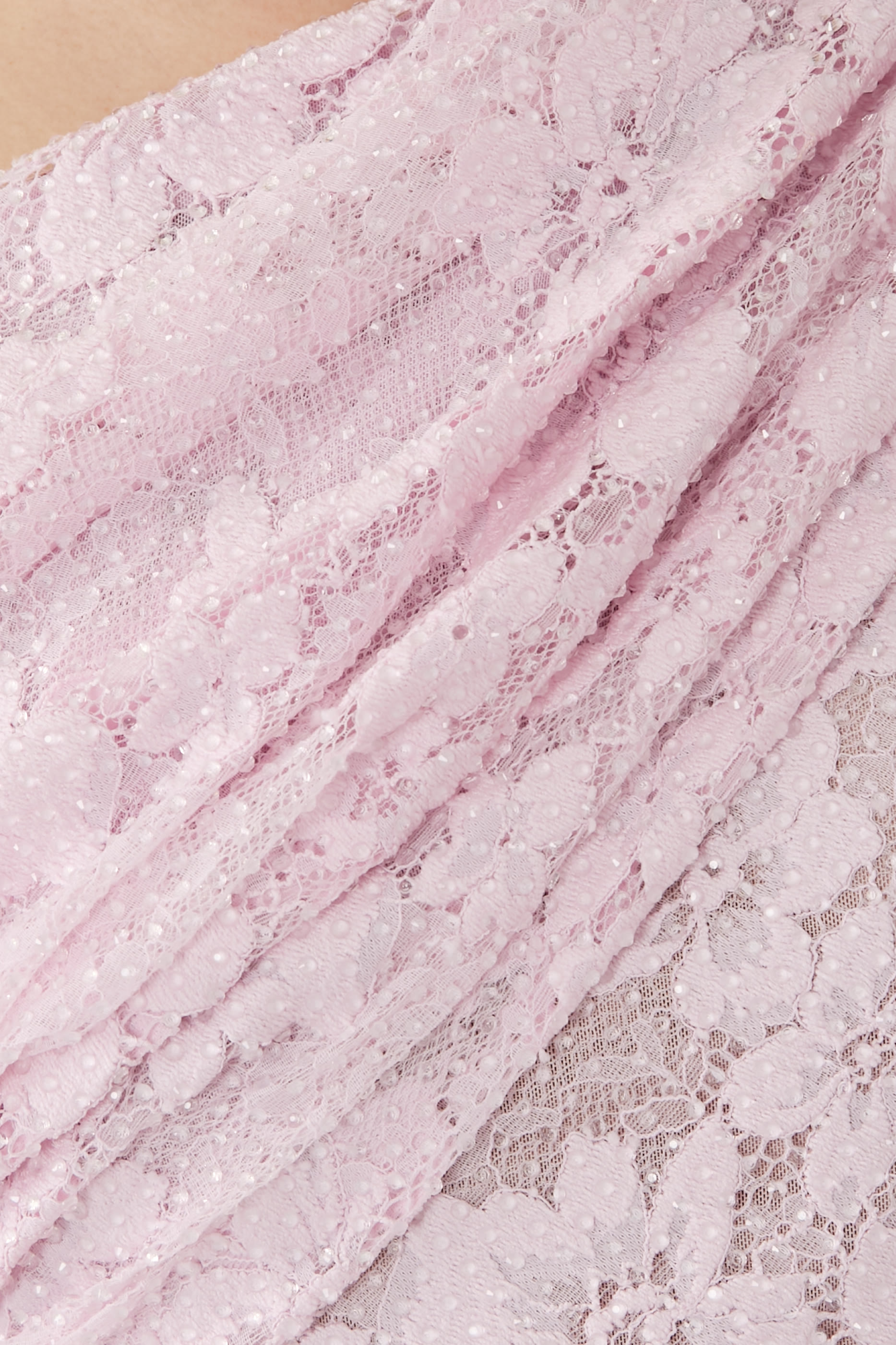 Rhinestone Lace Asymmetric Midi Dress