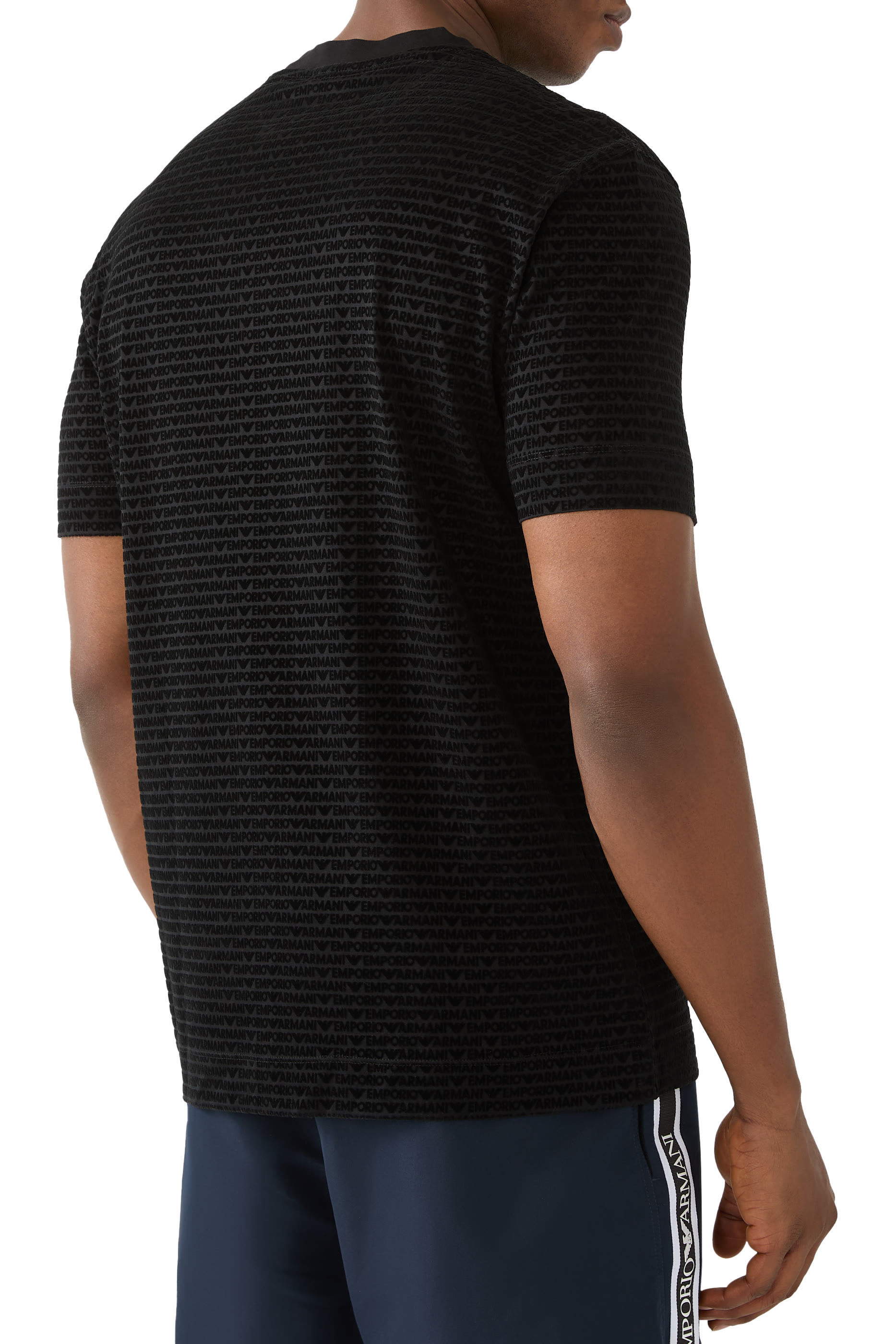 All-Over Flocked Logo Lettering T-Shirt