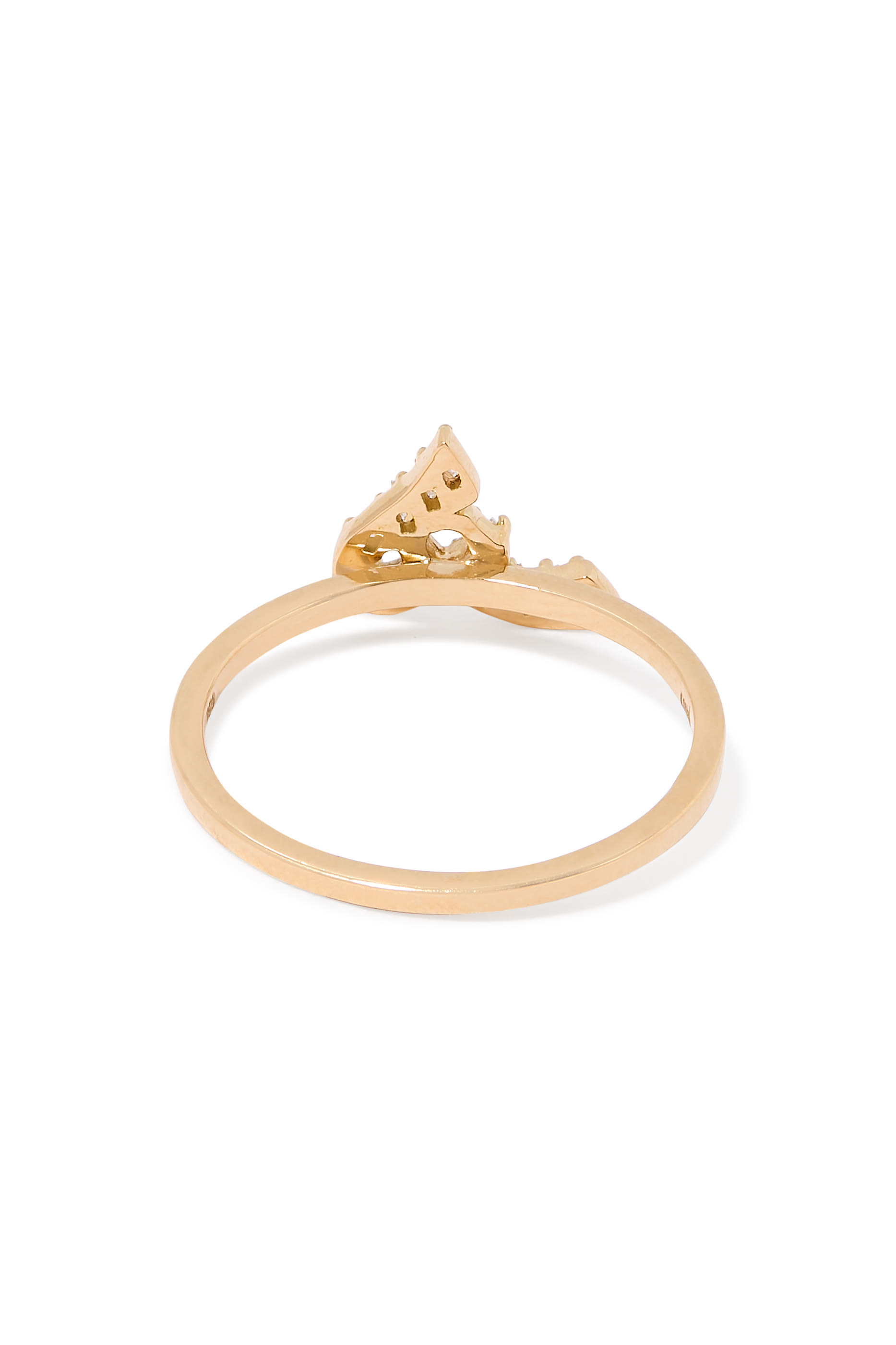 Oula XS Arabic Letter Haa Ring, 18K Yellow Gold & Diamonds
