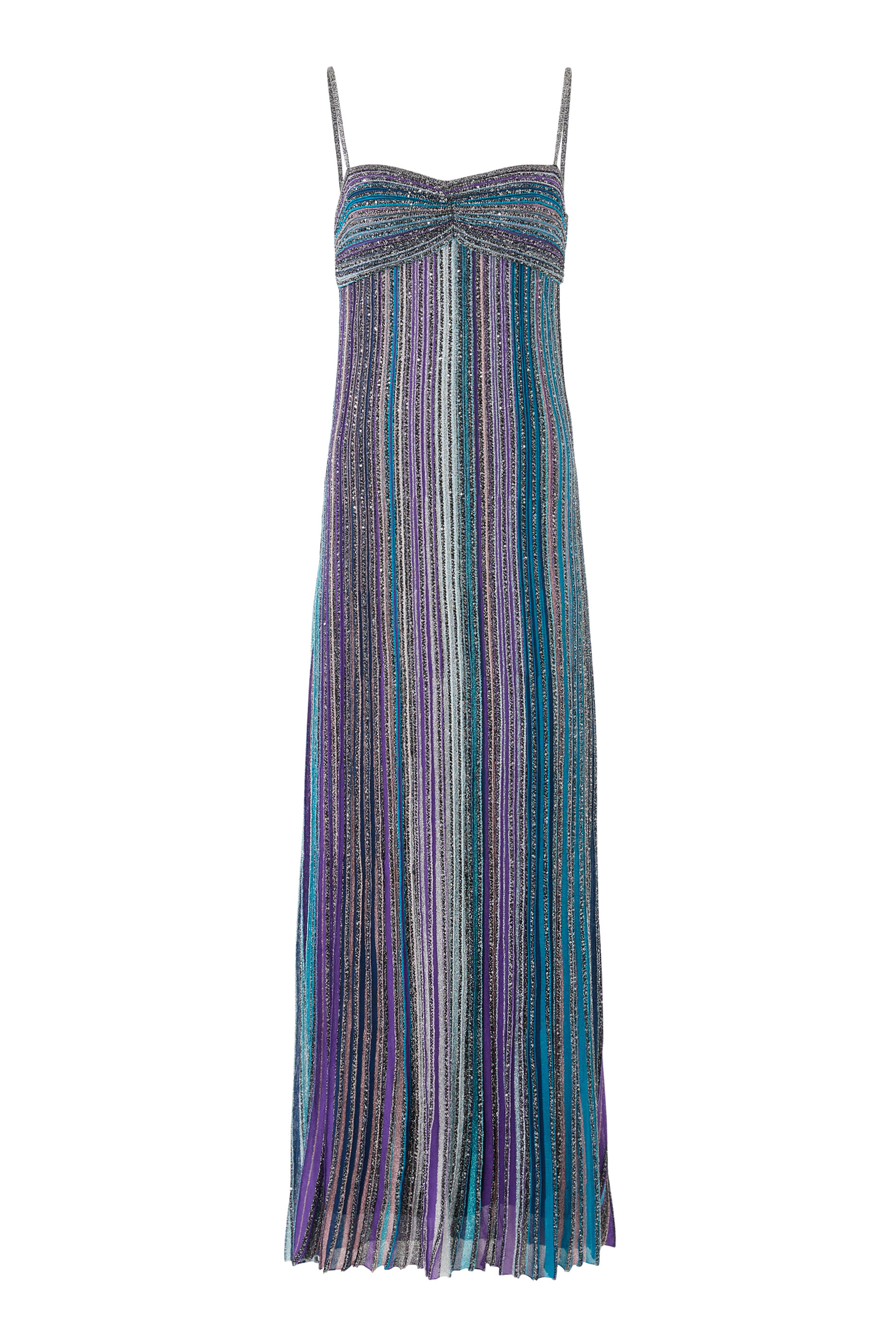 Partialized Sequinned Knit Sleeveless Maxi Dress