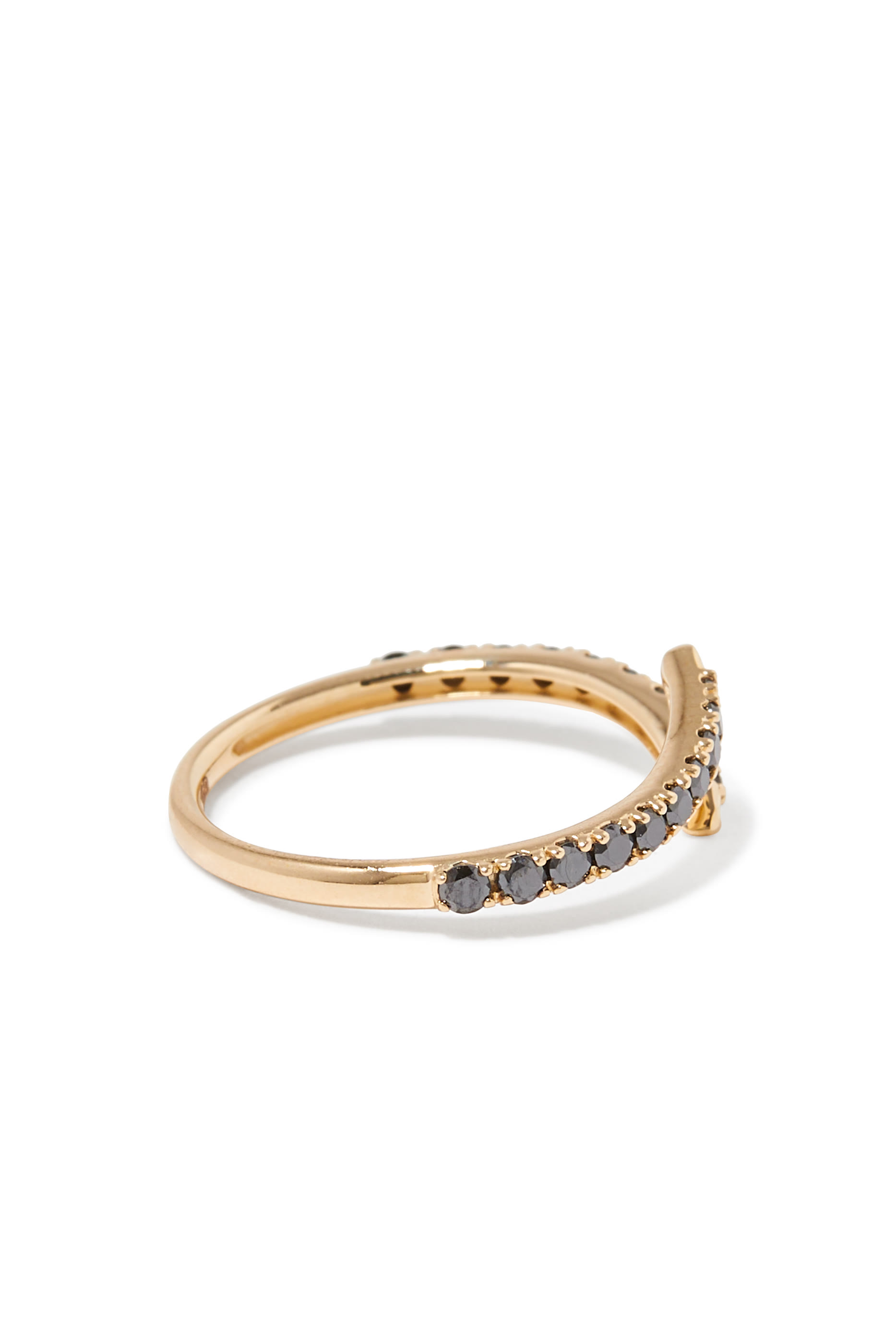 Fine Open Claw Ring, 14K Yellow Gold & Black Diamonds