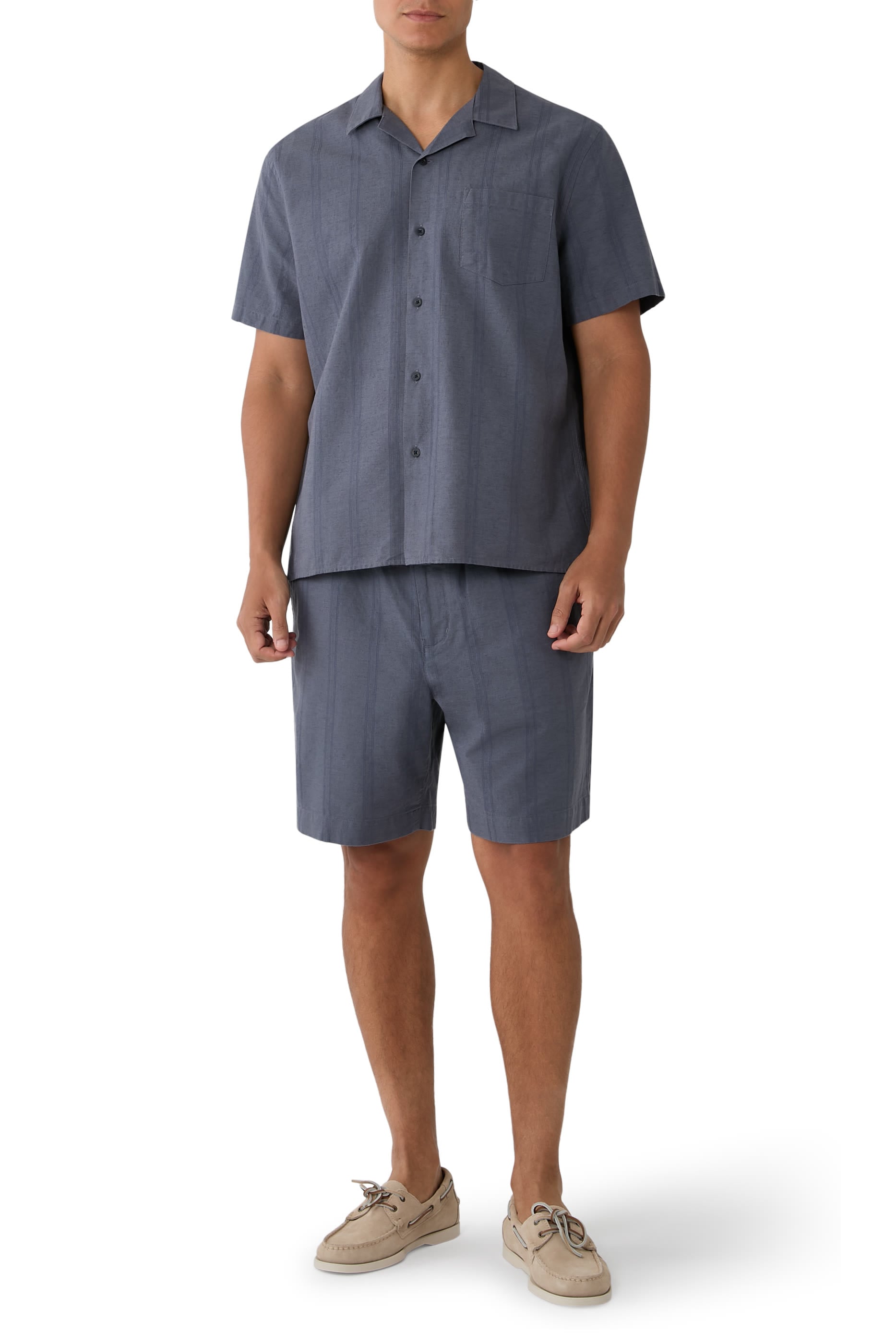 Cove Stripe Cotton-Hemp Cabana Shirt