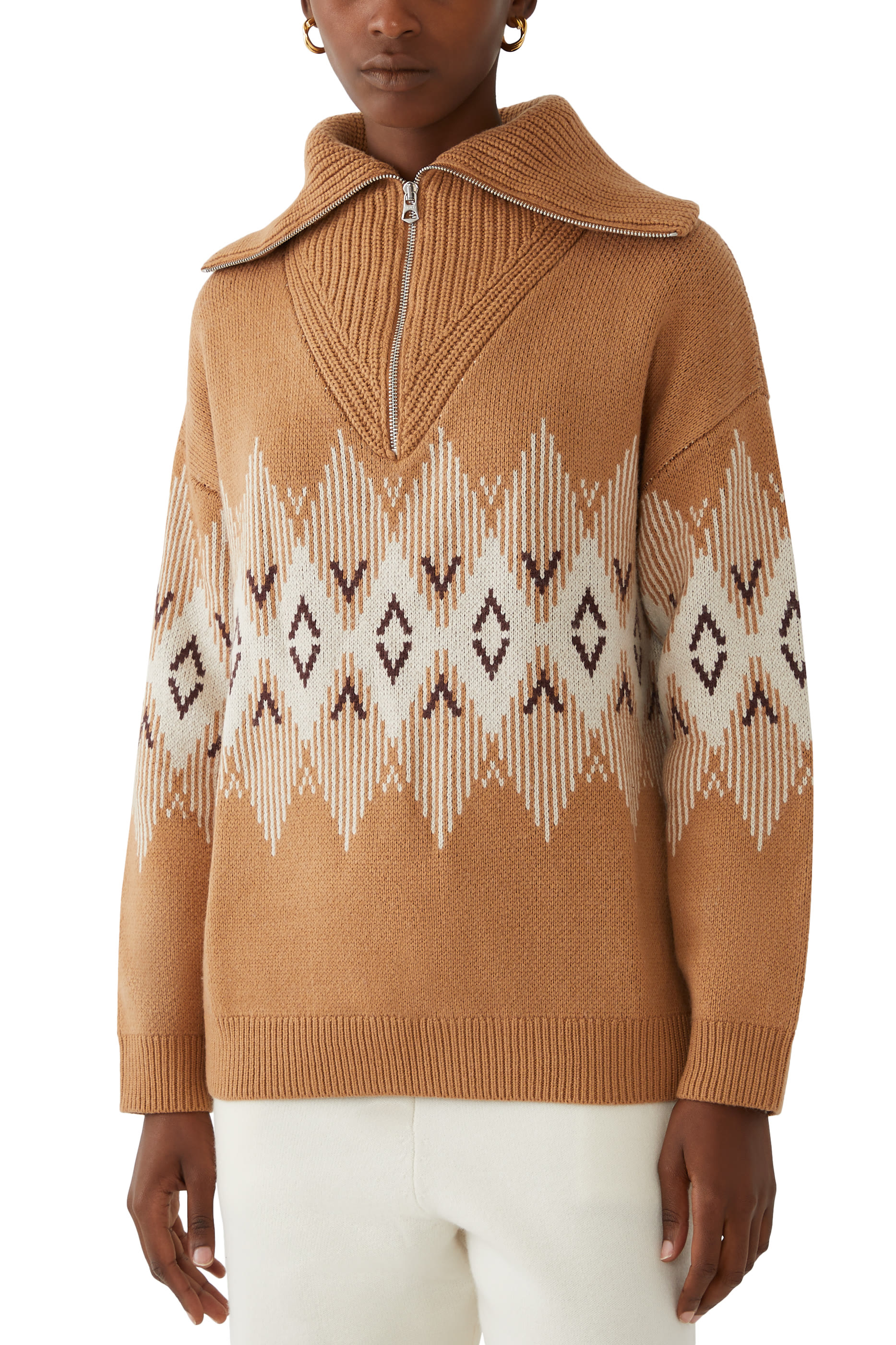 Heidi Jacquard Half-Zip Sweater