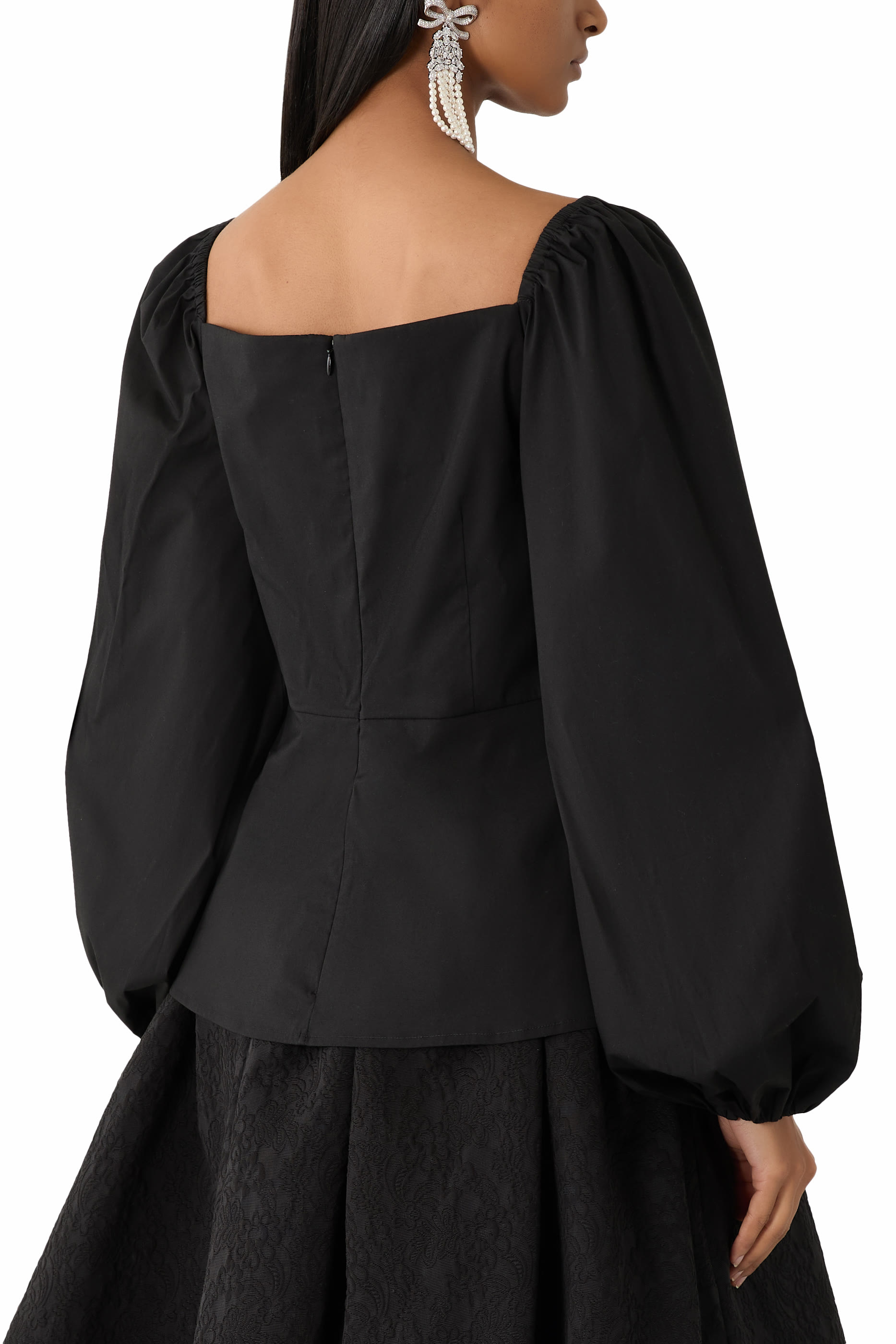  Puff Sleeve Sweetheart Top