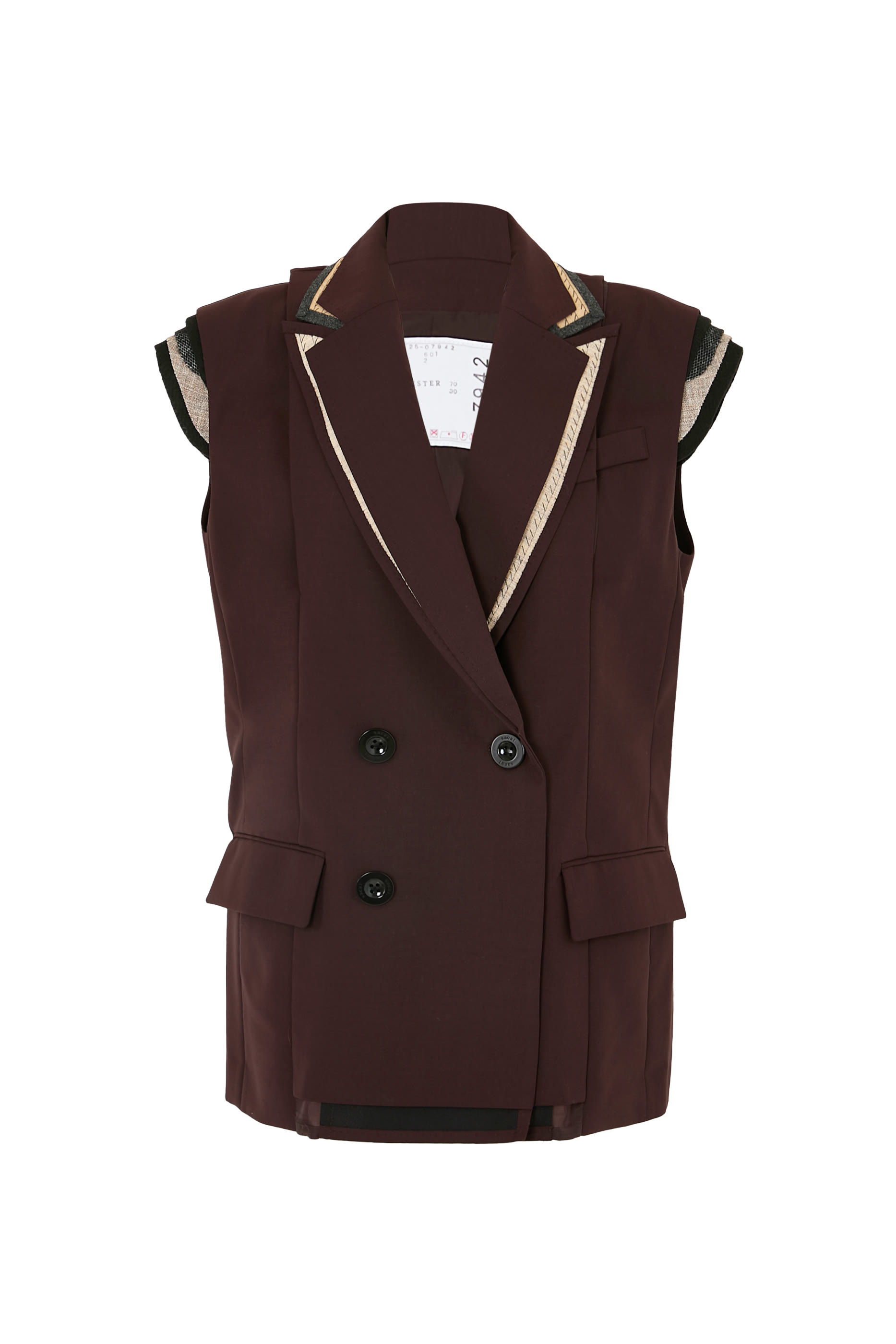 Double-Breasted Front-Flap Pocket Sleeveless Blazer
