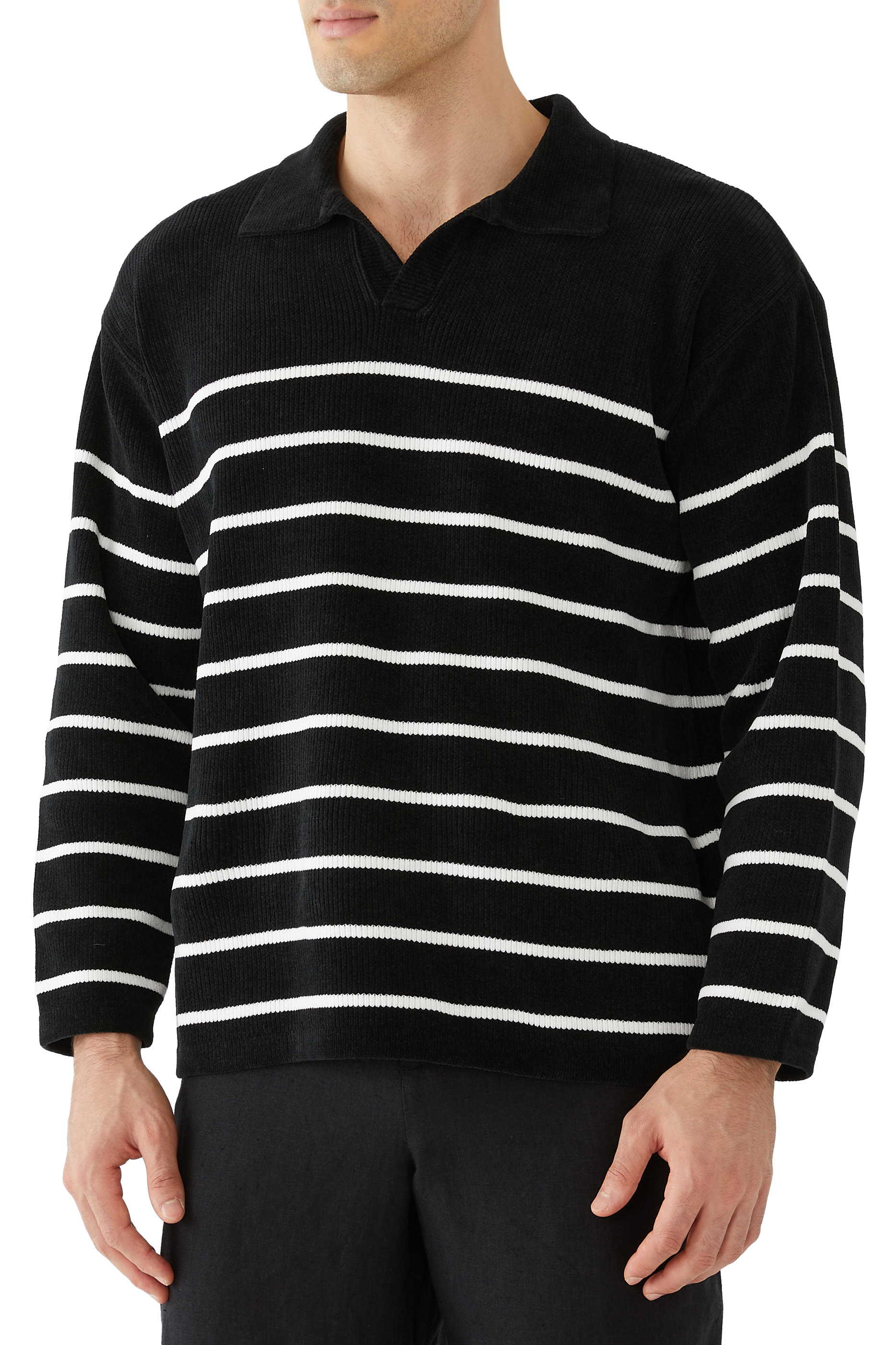 Mole Yarn Stripe Skipper Knit Polo