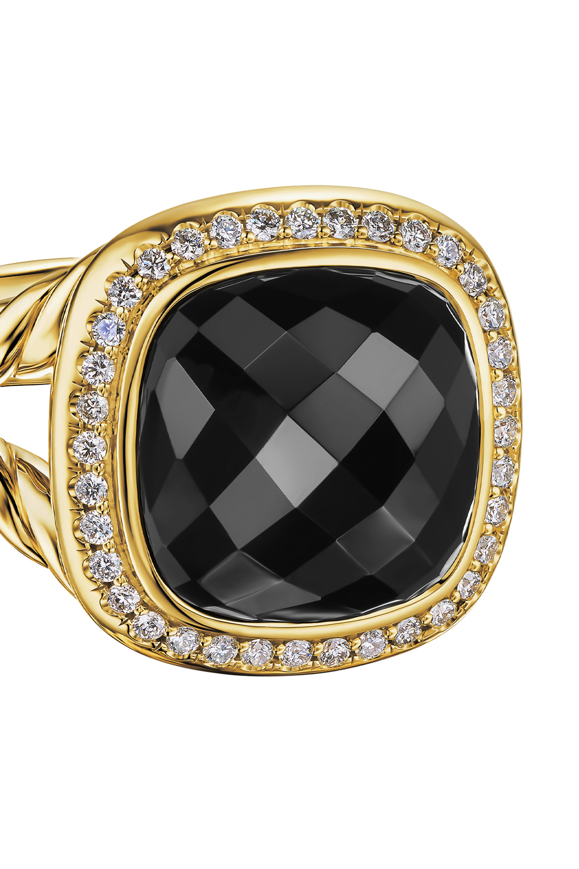 Albion Ring, 18K yellow Gold with Diamonds & Black Onyx