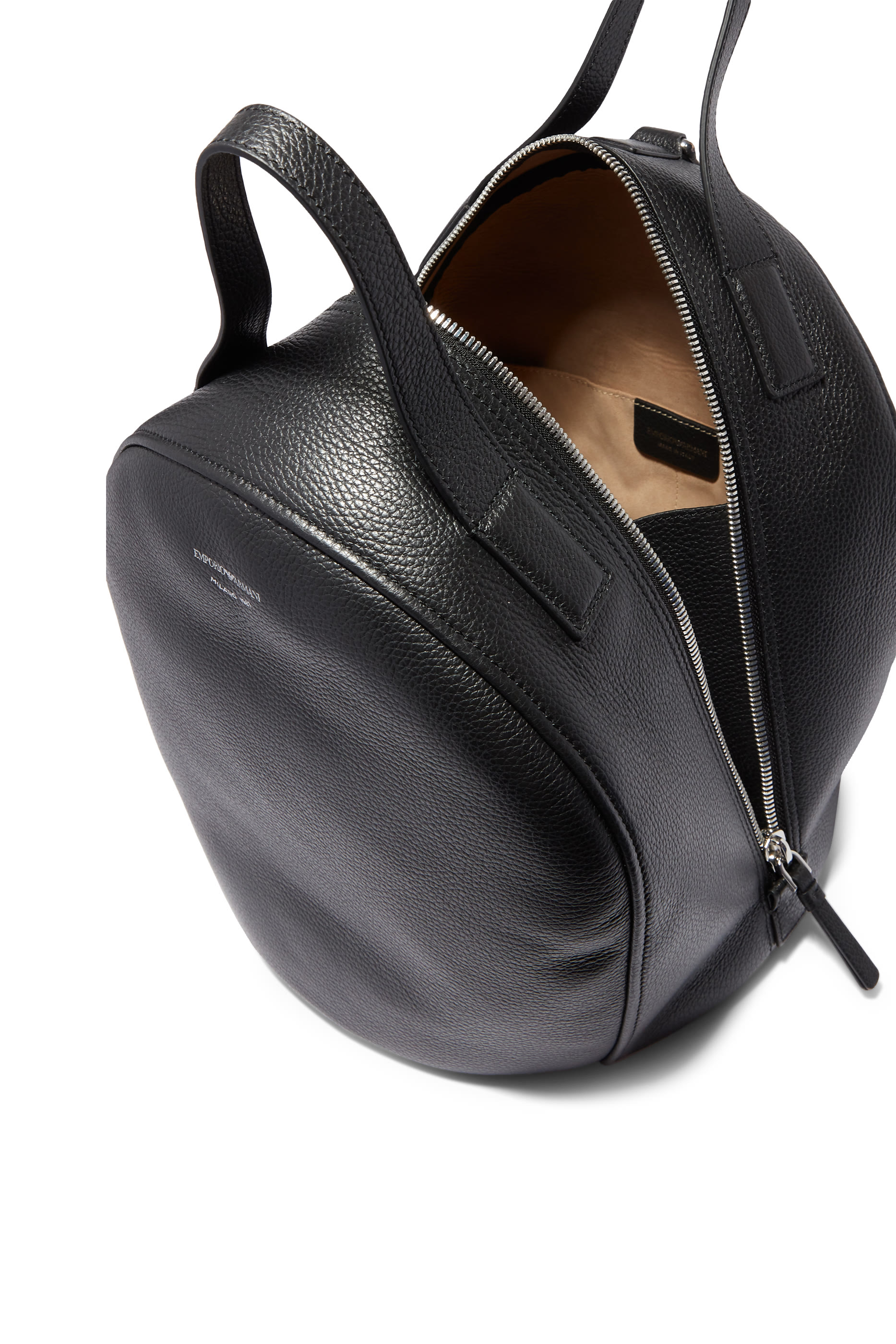 Deer-Print Leather Bowling Bag