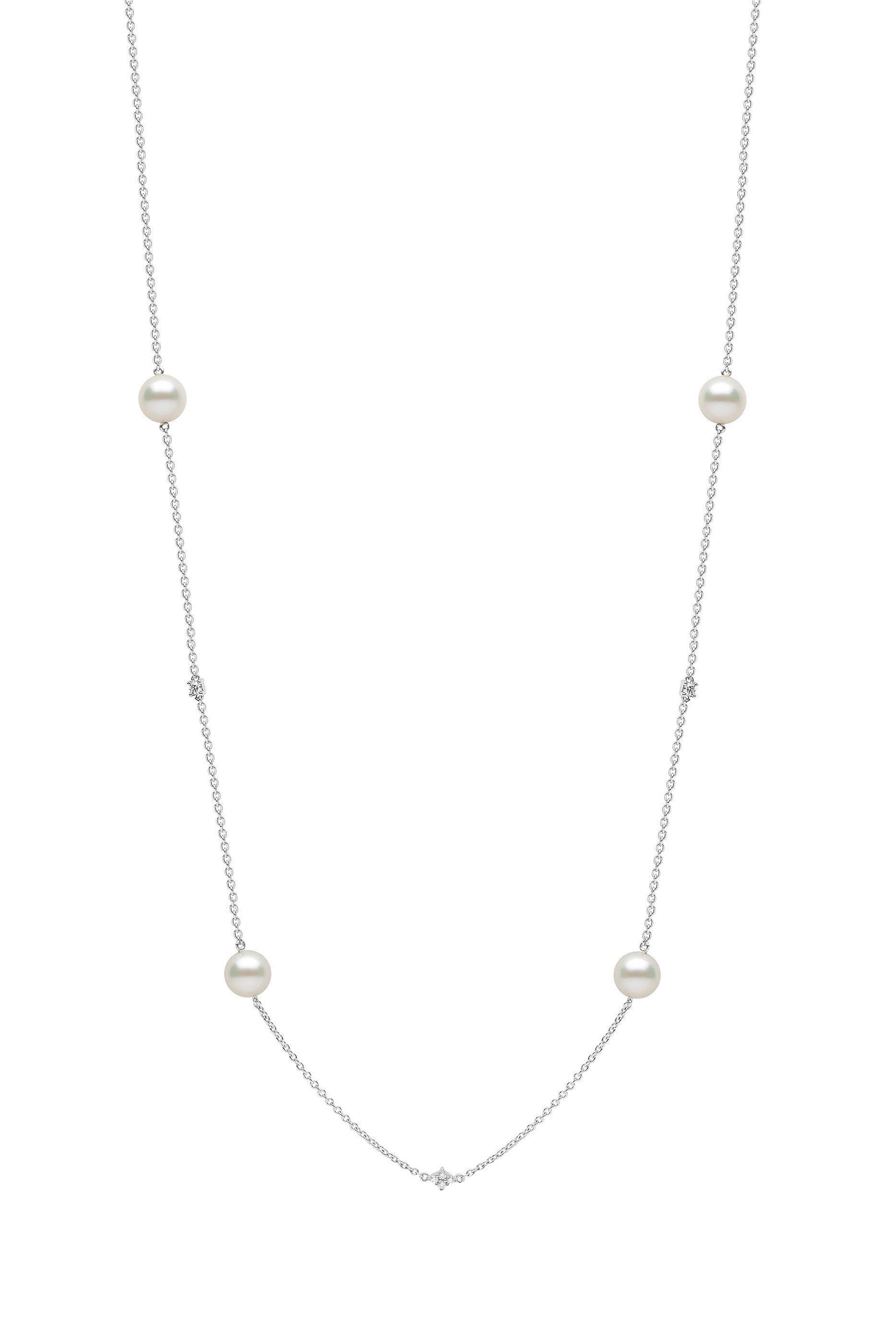 Classic Necklace, 18K White Gold & Pearl