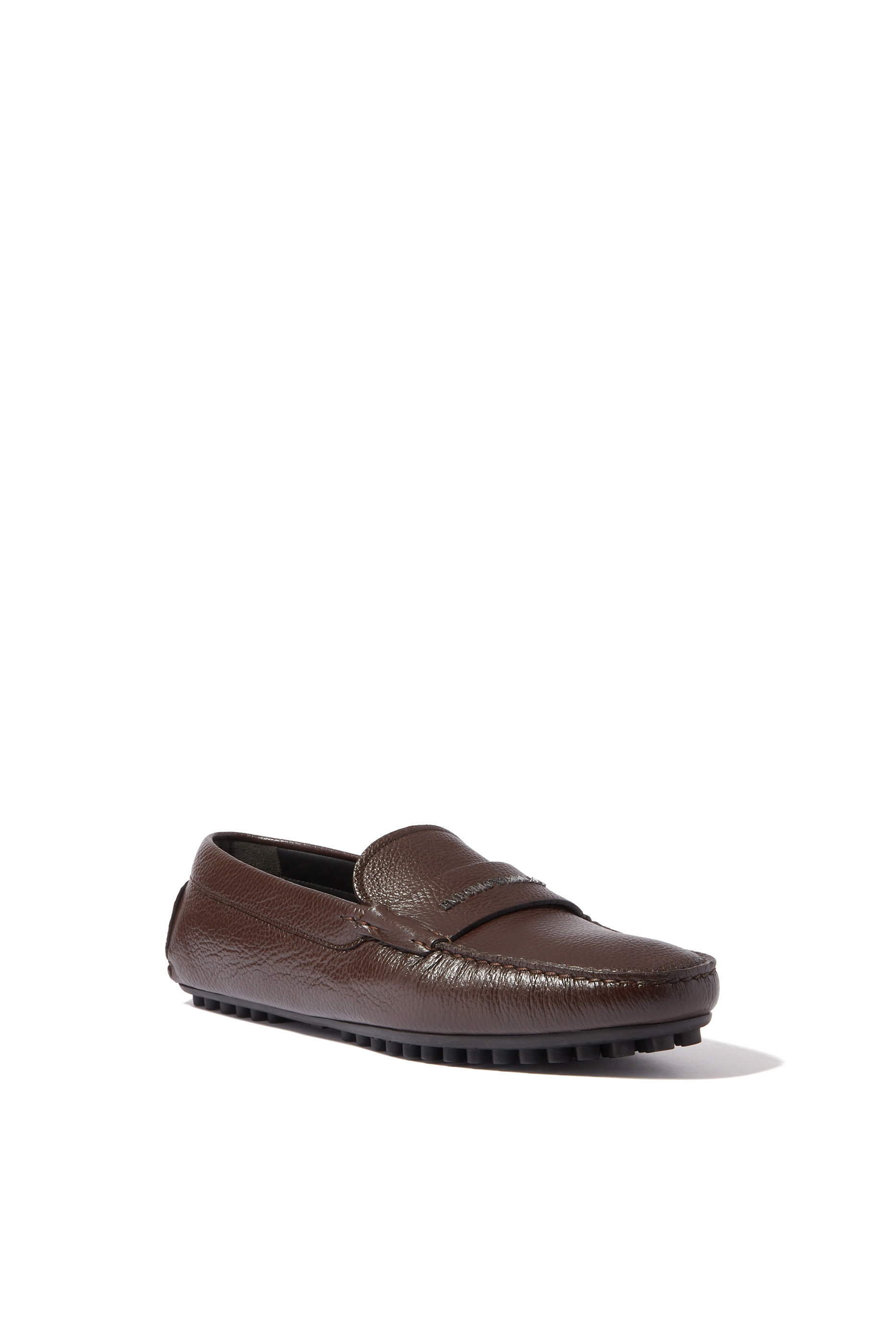 Textured Leather Driver Moccasins