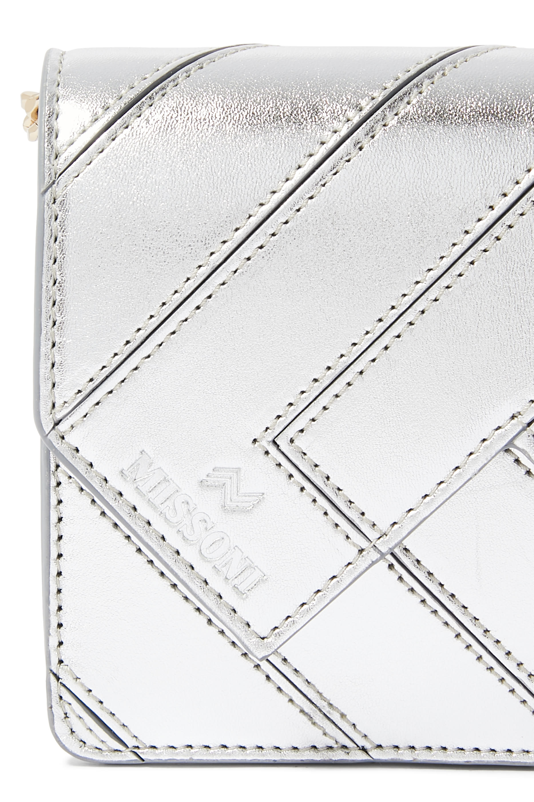 Wave Metallic Leather Wallet On Chain