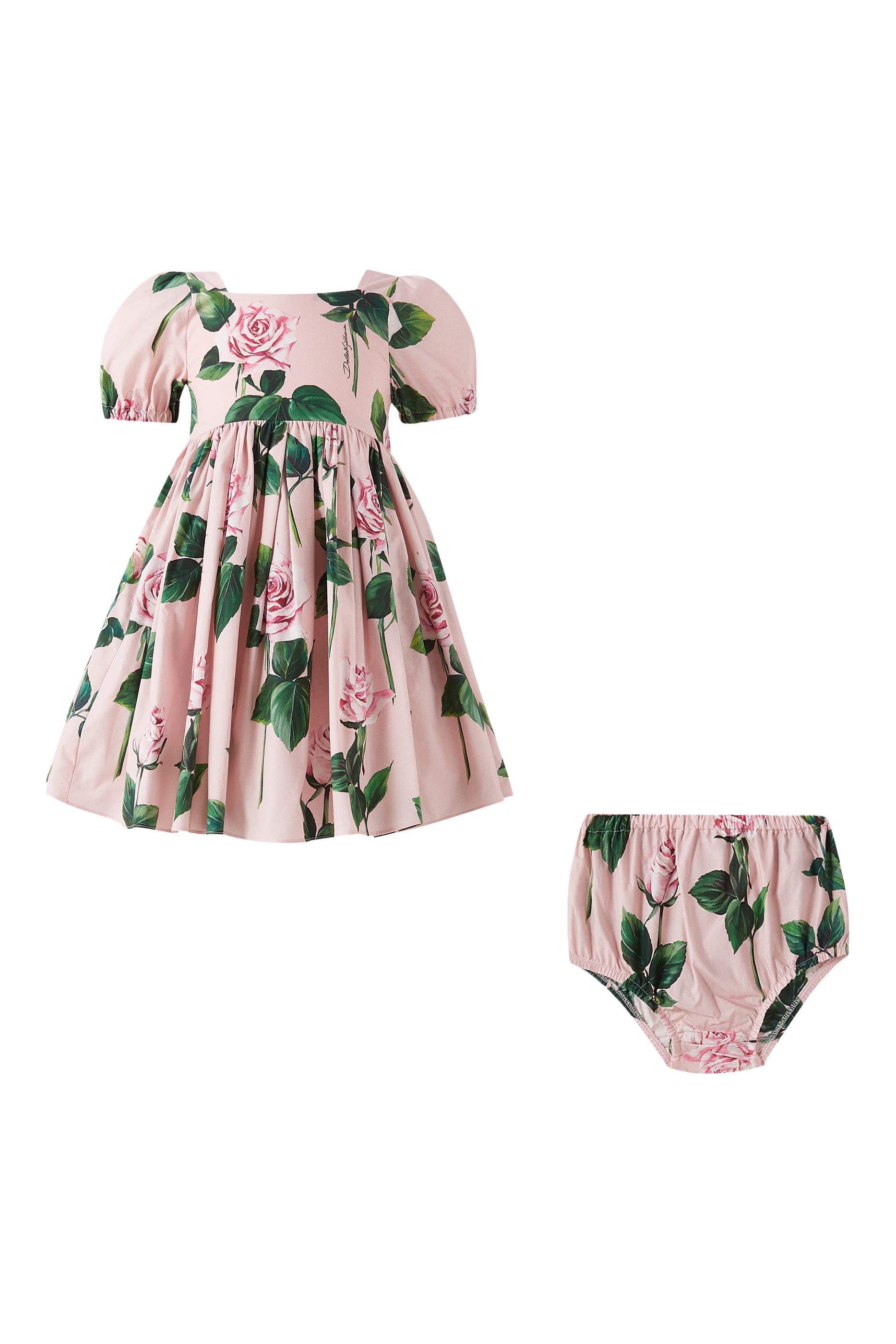 Kids Rose Print Poplin Dress
