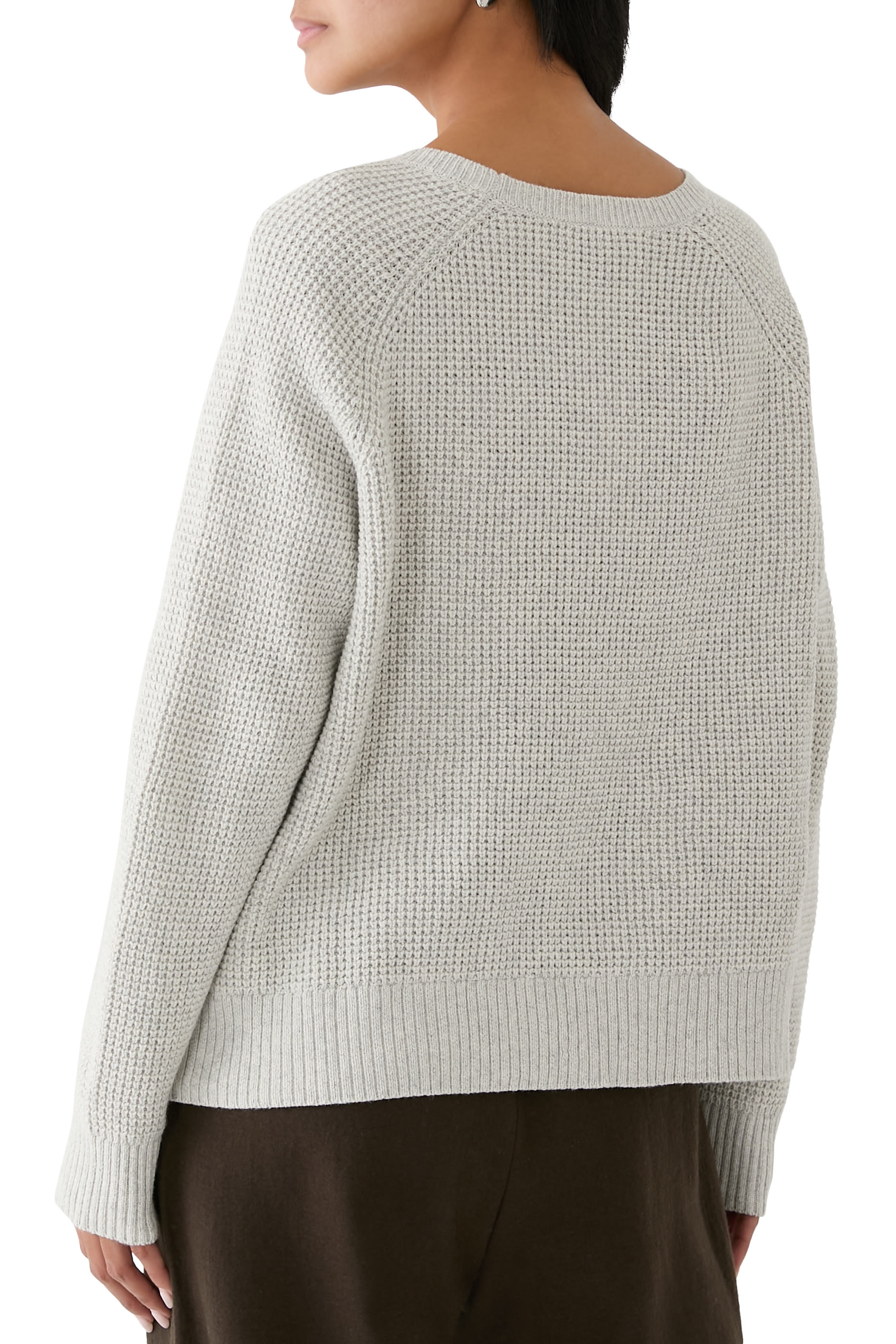 Cotton and Recycled Cashmere Thermal Crew Neck Top