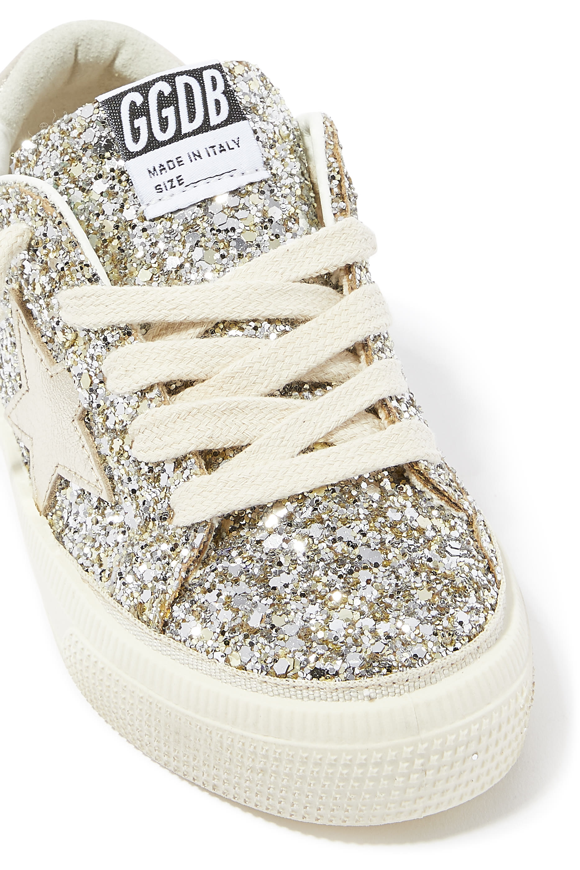 Kids Ay Glitter Upper Laminated Star And Heel Sneakers