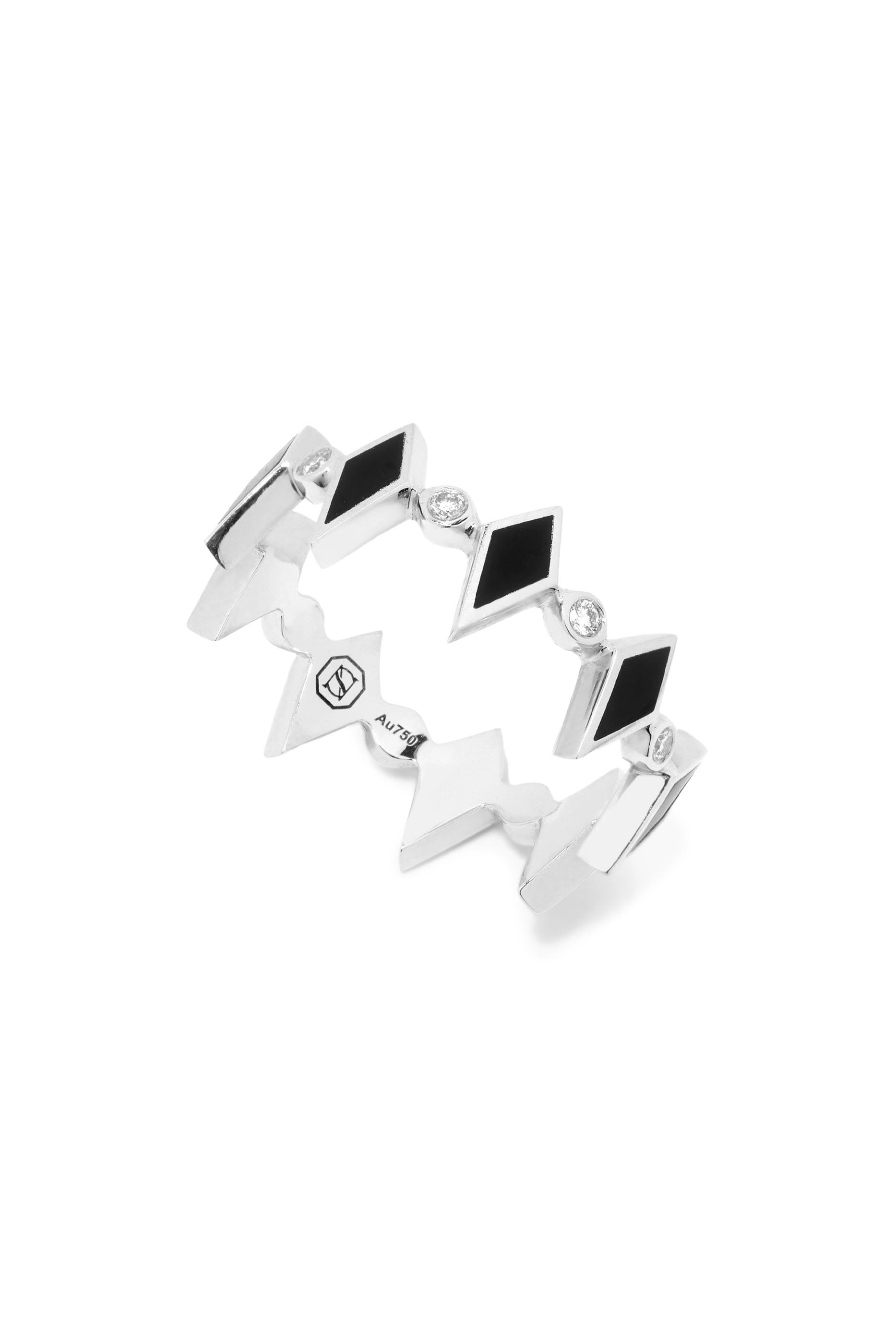 Mosaic Ring, 18k White Gold & Diamonds, Enamel