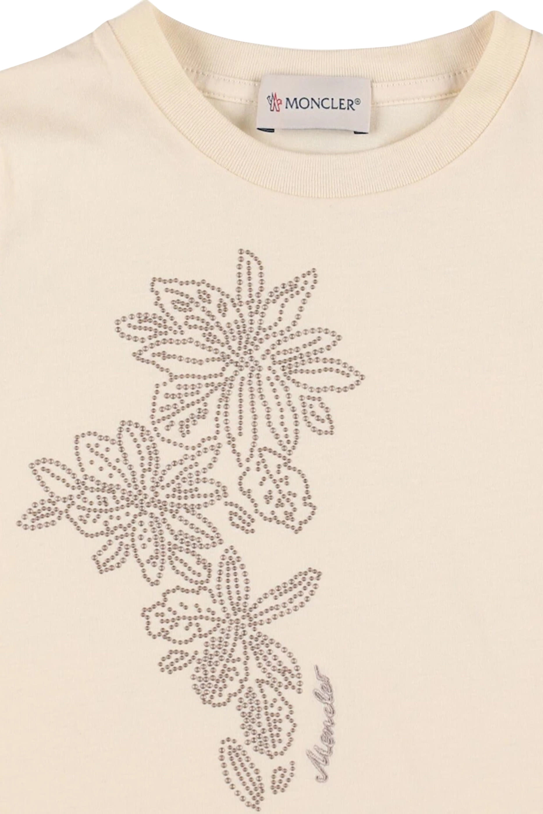 Kids Studded Flower Motif Cotton T-Shirt