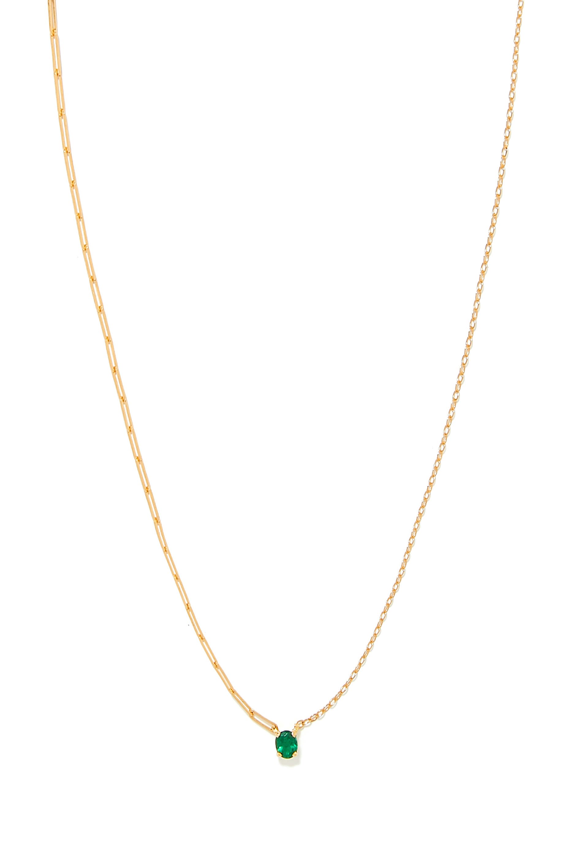 Solitaire Necklace, 18k Yellow Gold & Emerald