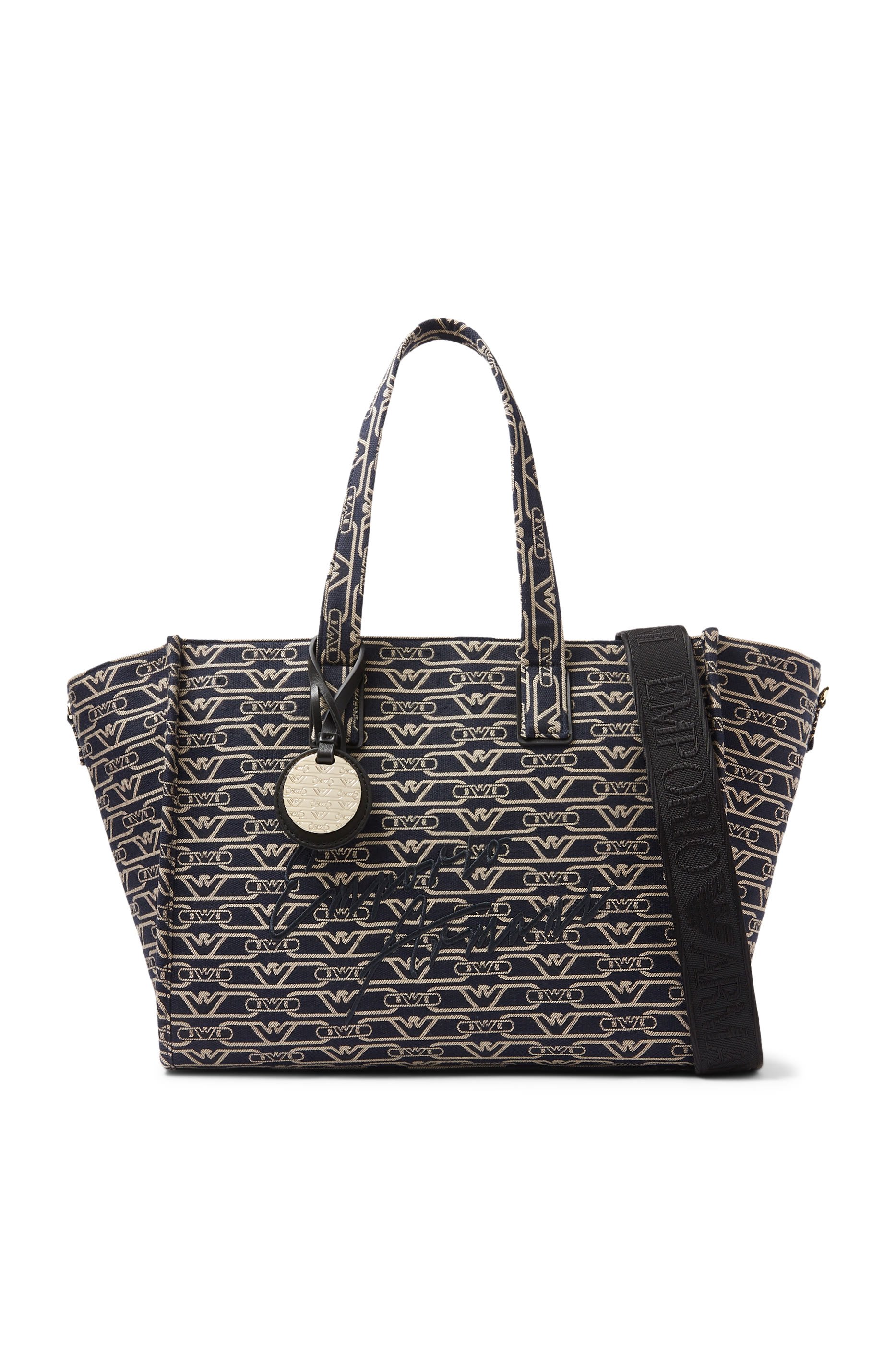 Medium Shopper Bag with All-Over Monogram Print