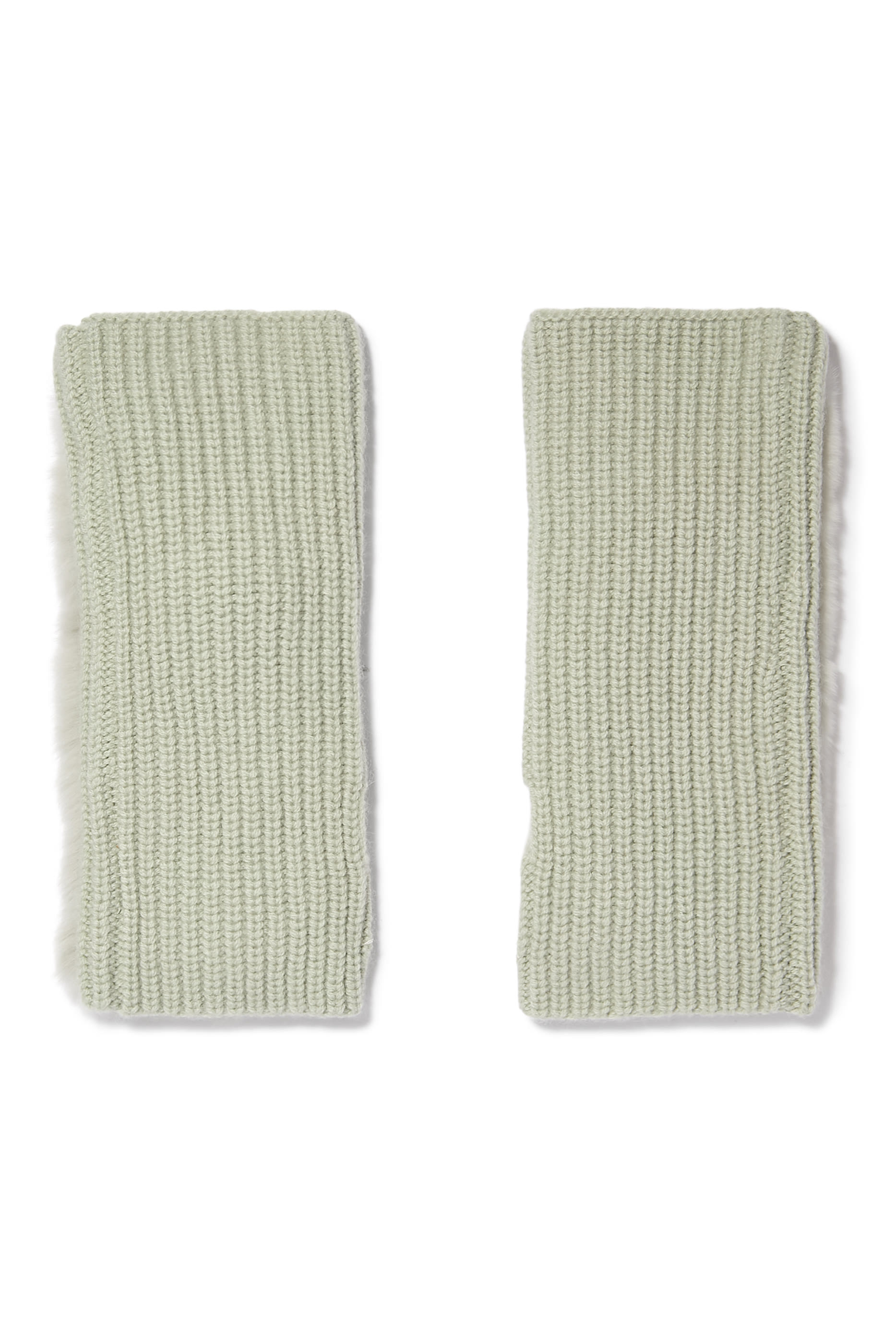 Cashmere Wool Knit and Rex Rabbit Fingerless Gloves 