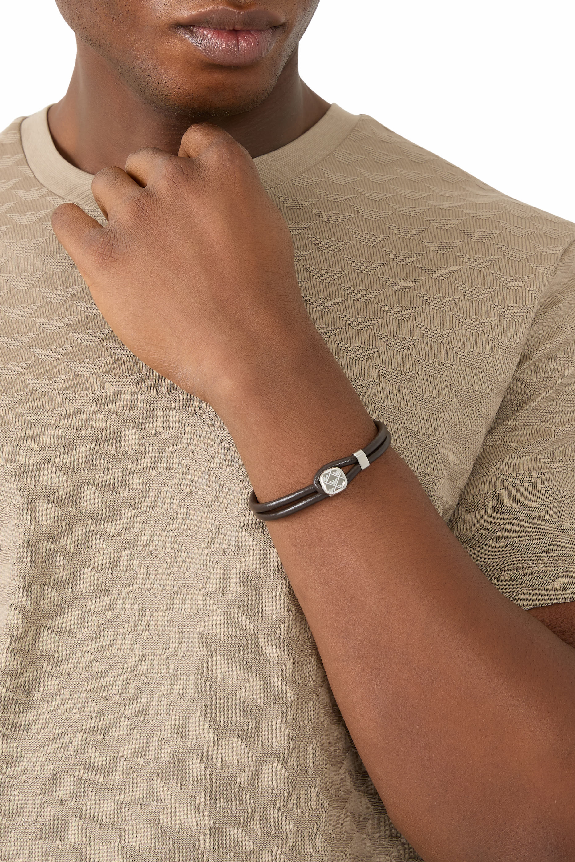 Leather Bracelet and Cufflinks Set, Leather & Silver