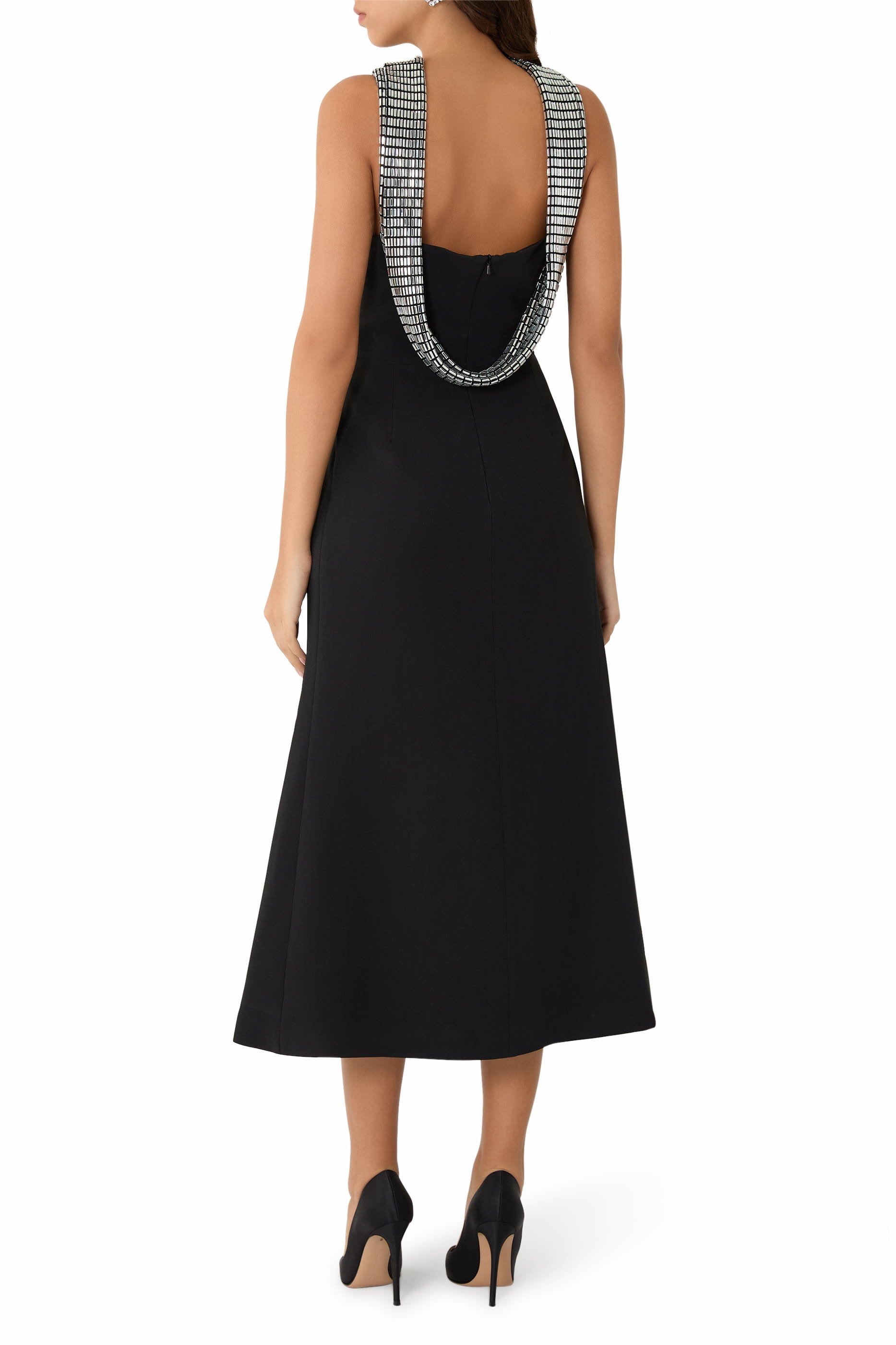 Crystal Rhinestone Embellished Midi Dress 