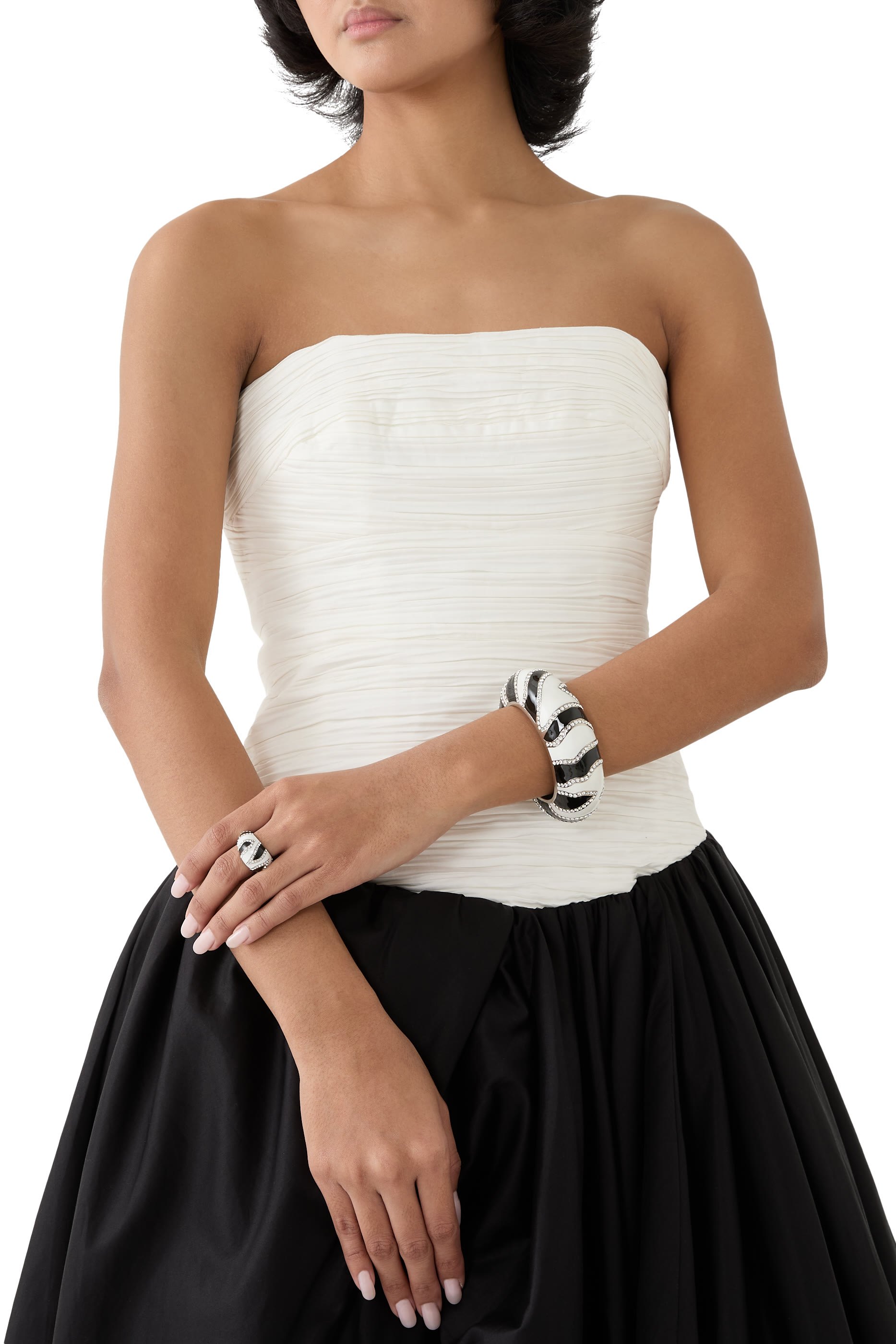 La Croisière Rhinestone Zebra Bracelet, Brass & Enamel