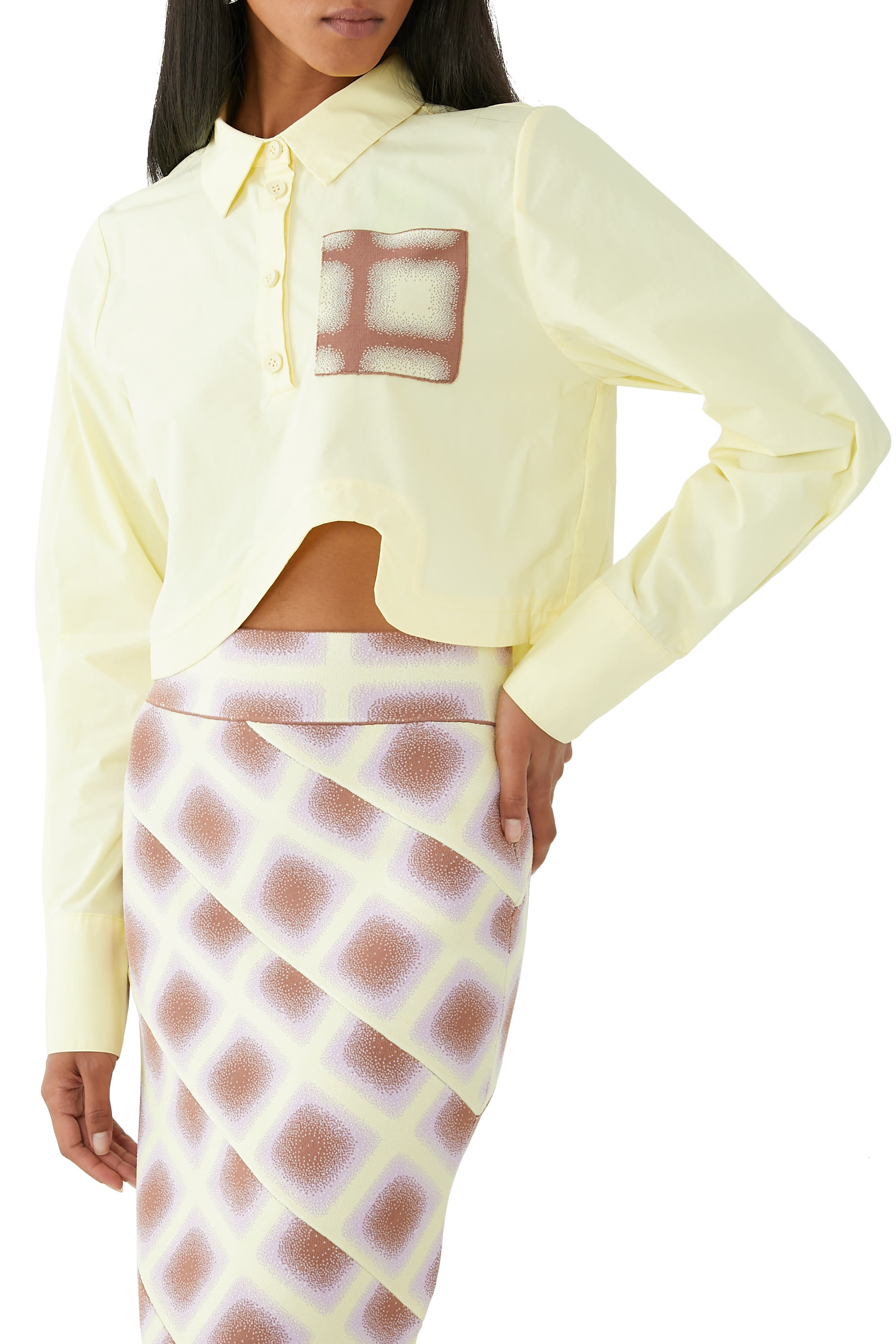 Nala Mixed Media Cropped Shirt