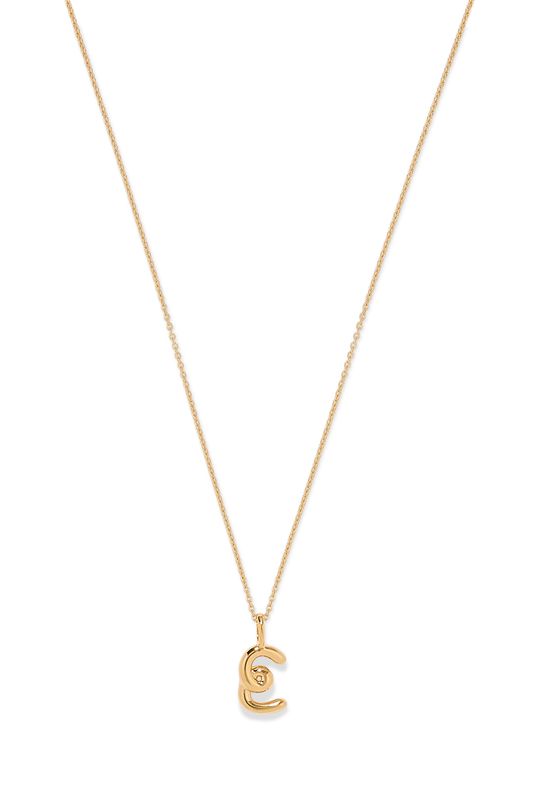 Curly Molten Mini Initial Necklace - E, 18k Recycled Gold Vermeil on Recycled Sterling Silver