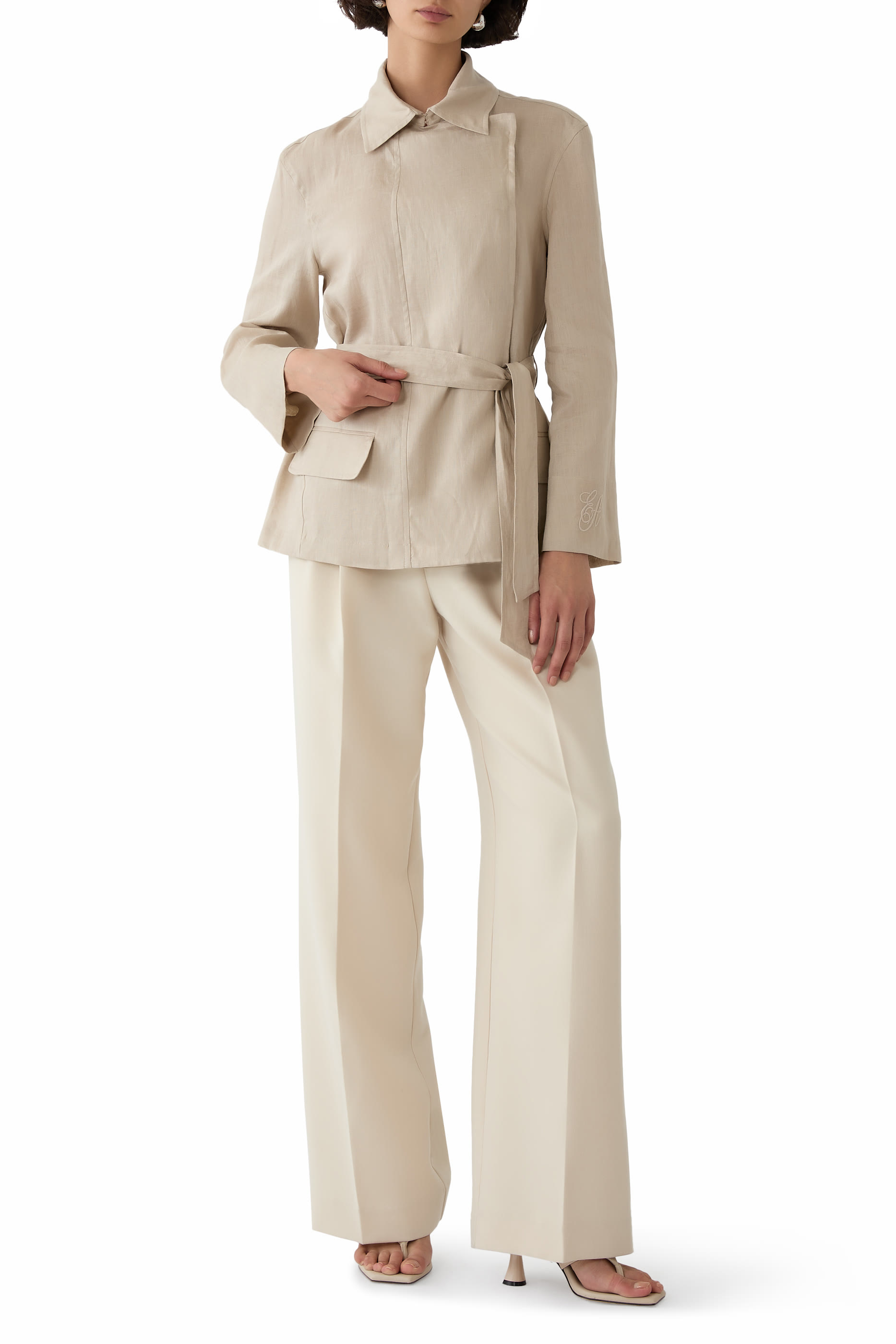 Pure Linen Shirt Jacket with Panel