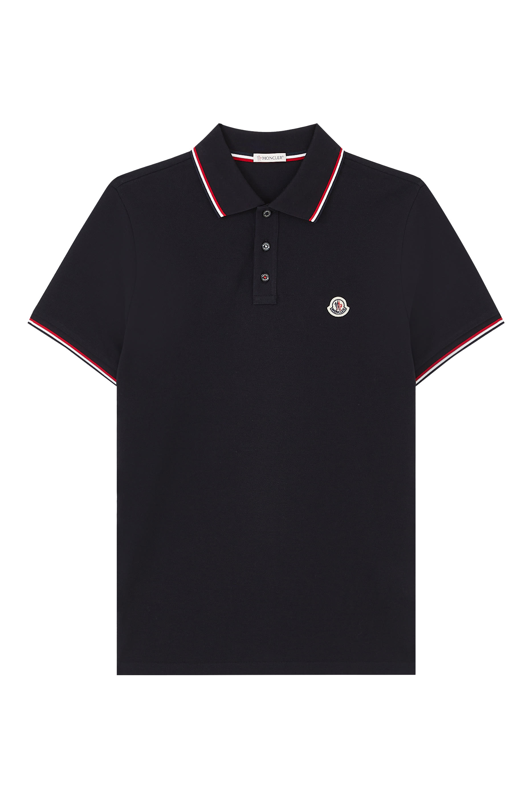 Tri-Color Stripe Logo Patch Polo Shirt