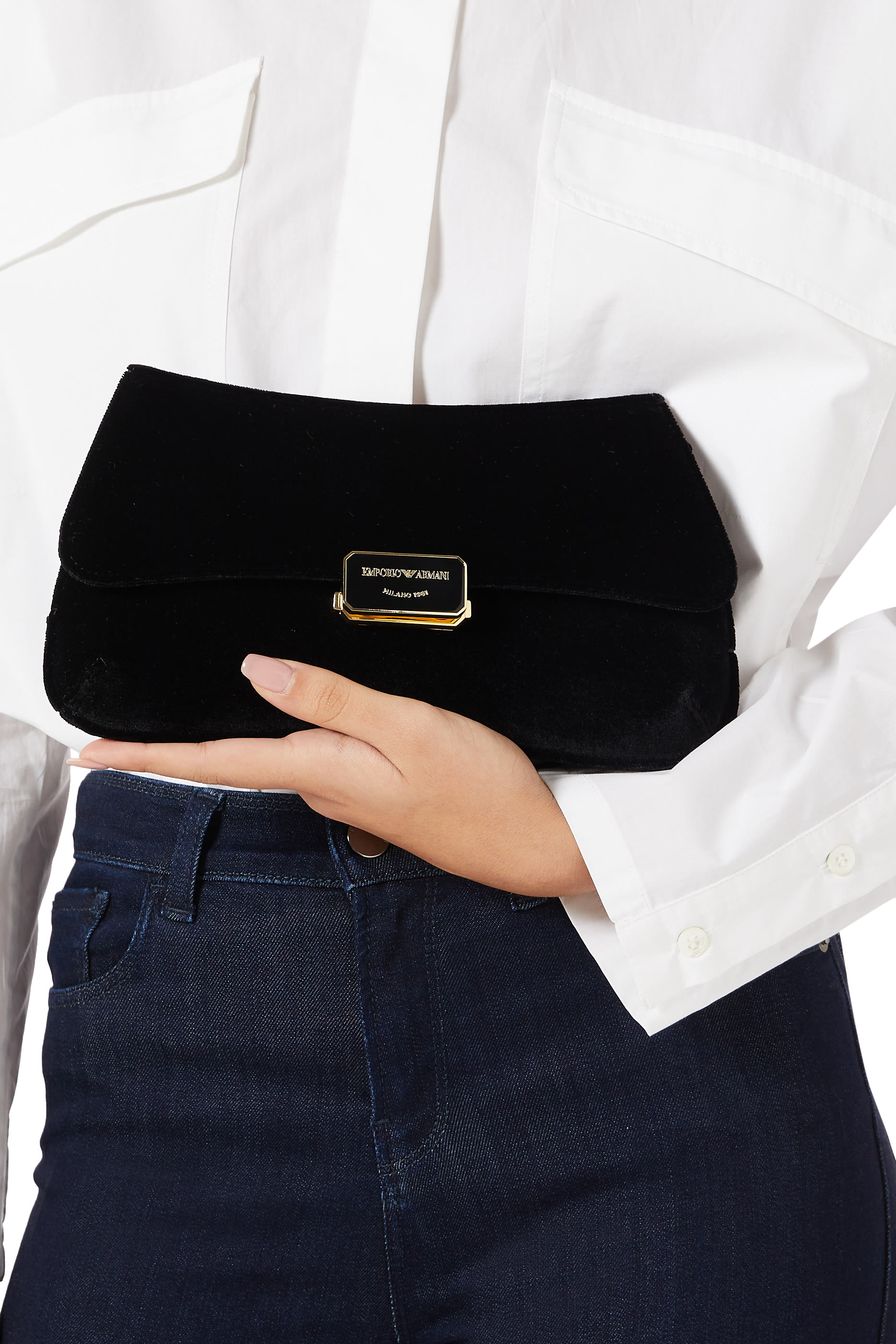 Logo Satin Clutch Bag