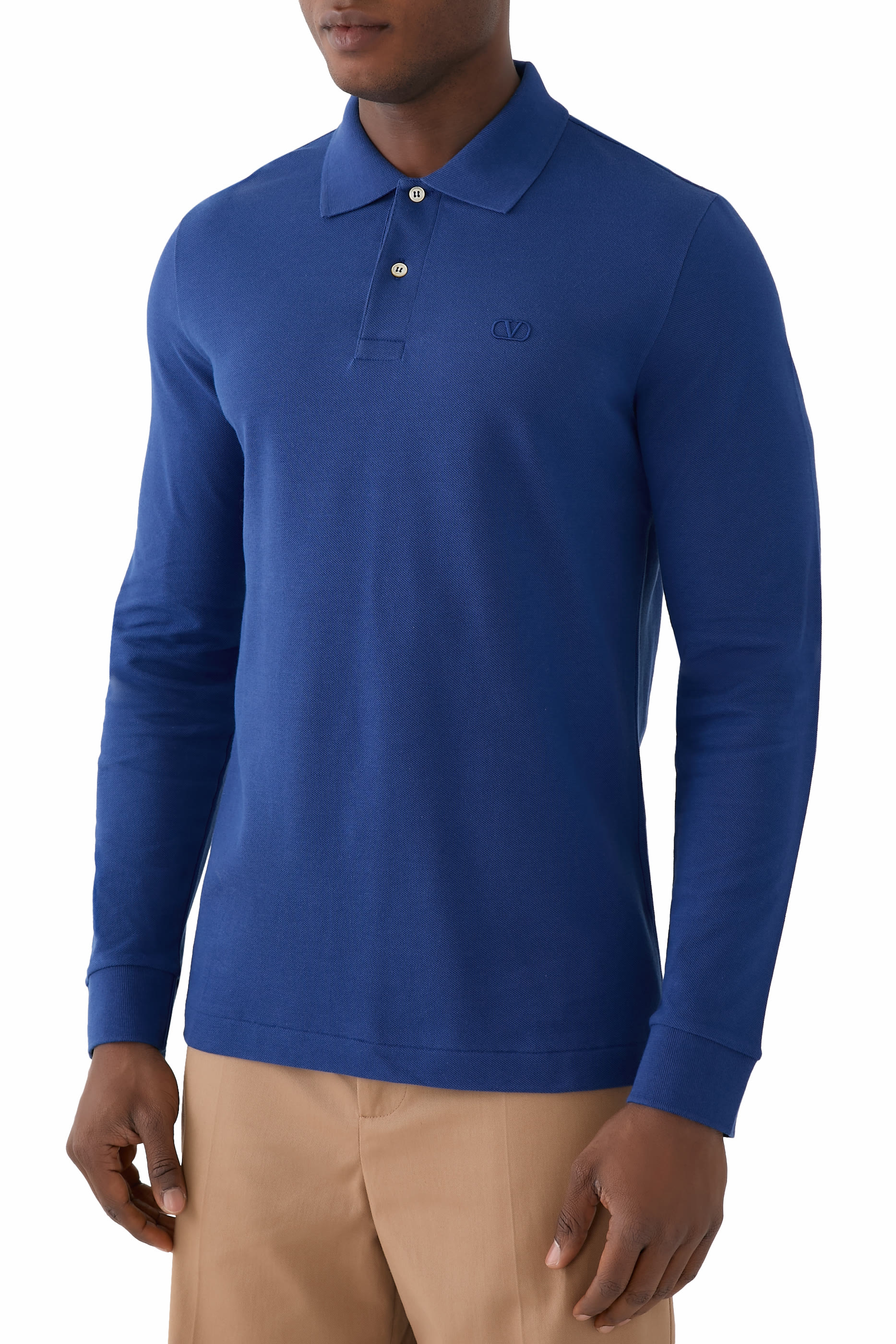 Vlogo Embroidery Cotton Piqué Polo Shirt