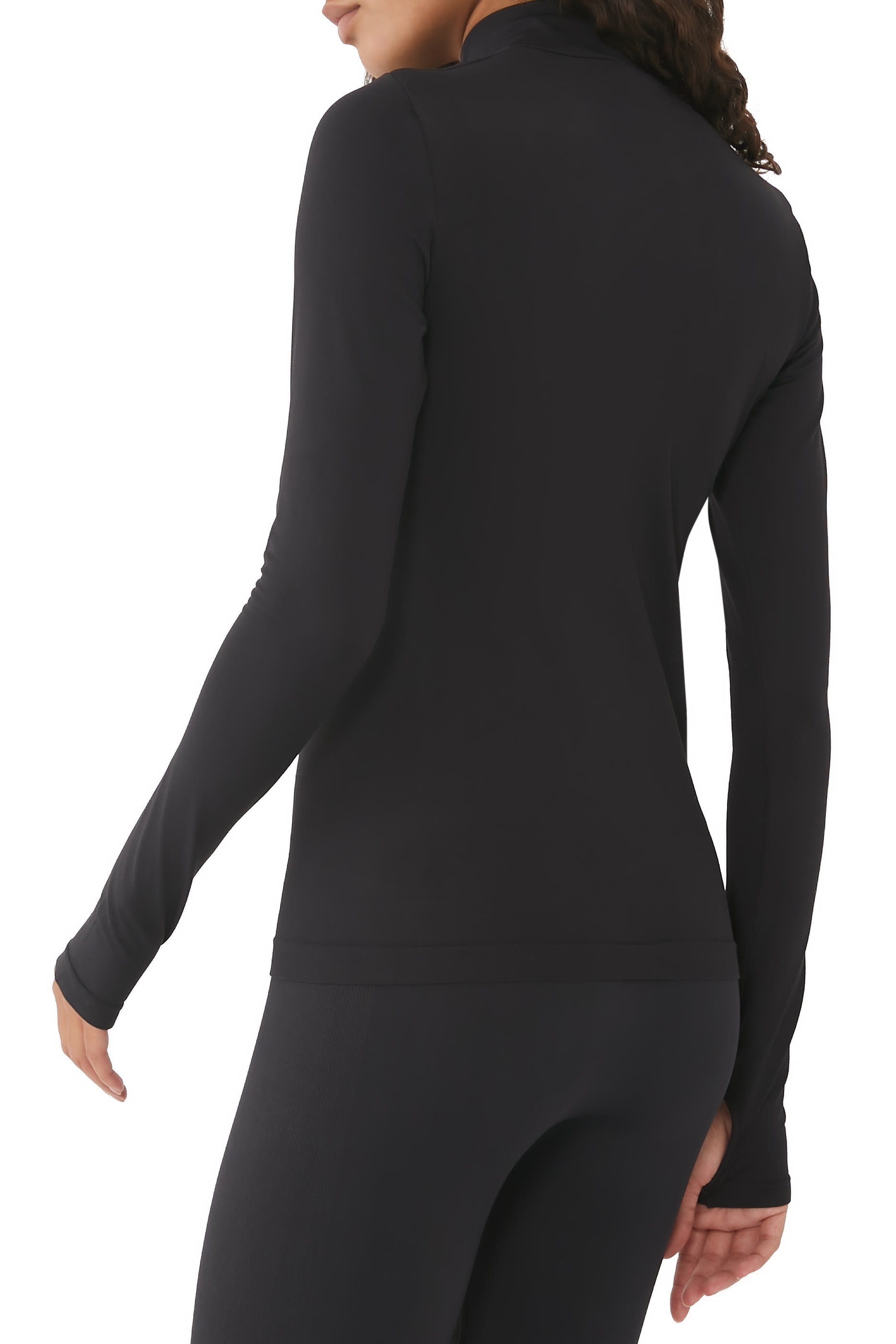 Seamless Plant-Stretch Zipped Long Sleeve Top