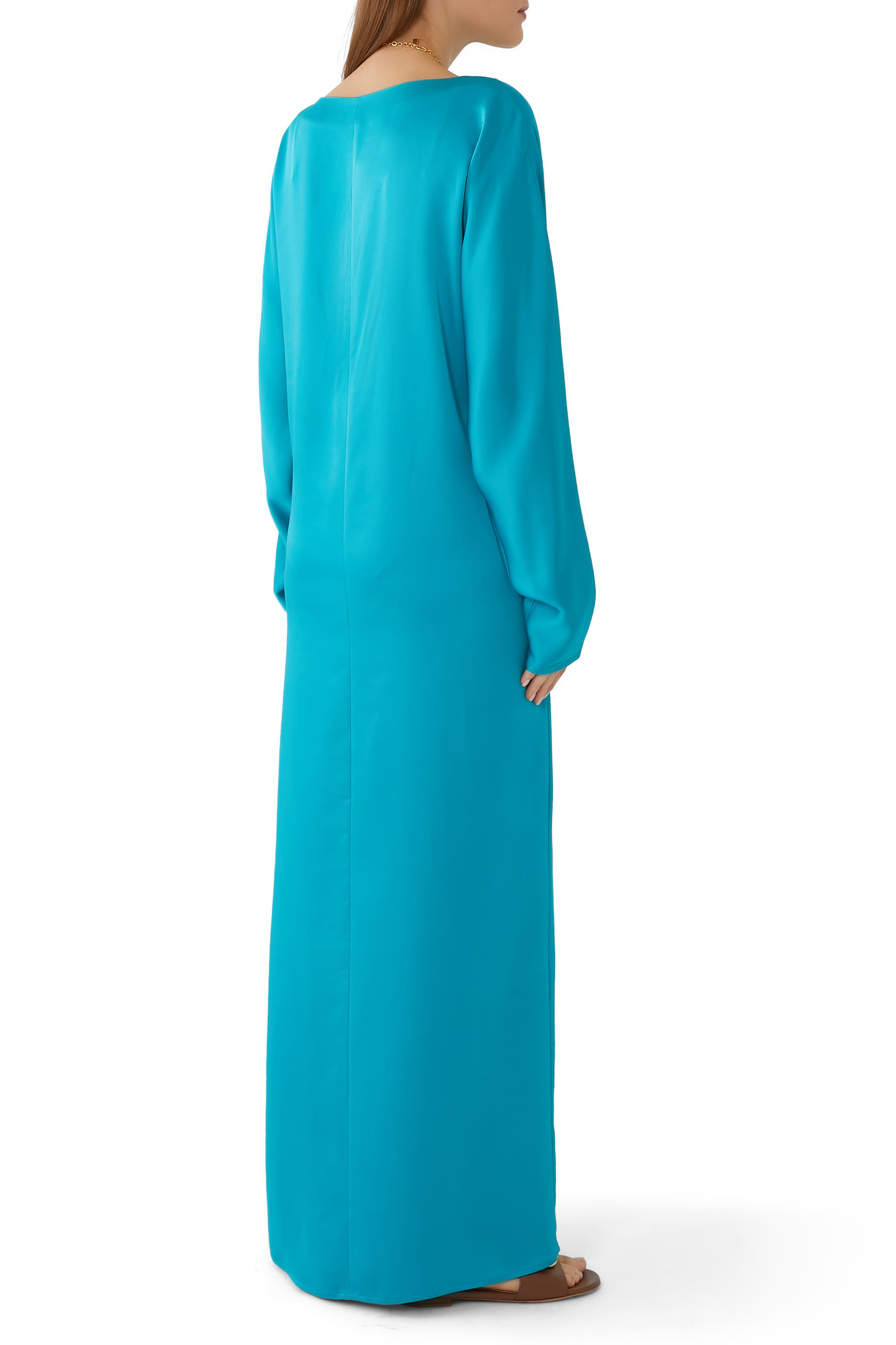 Long-Sleeve Satin Kaftan