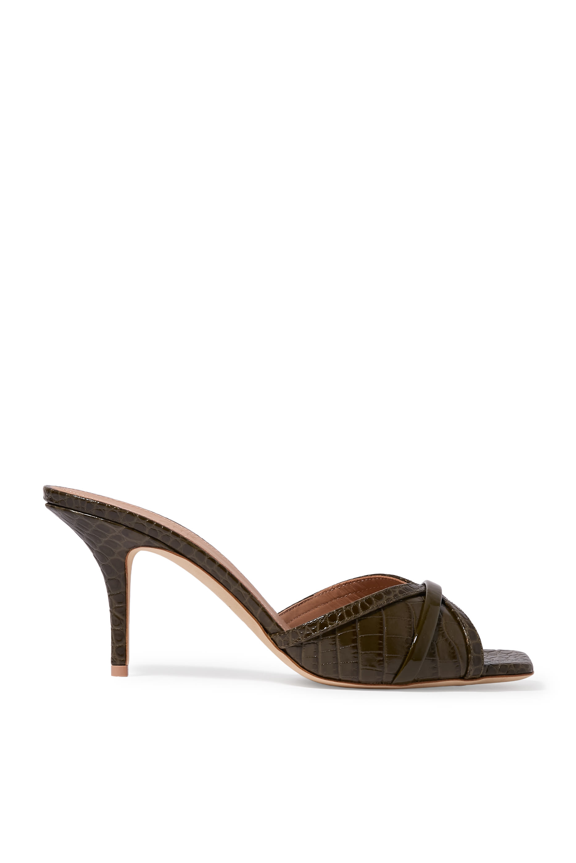  Perla Croc-Embossed 70 Leather Sandals 
