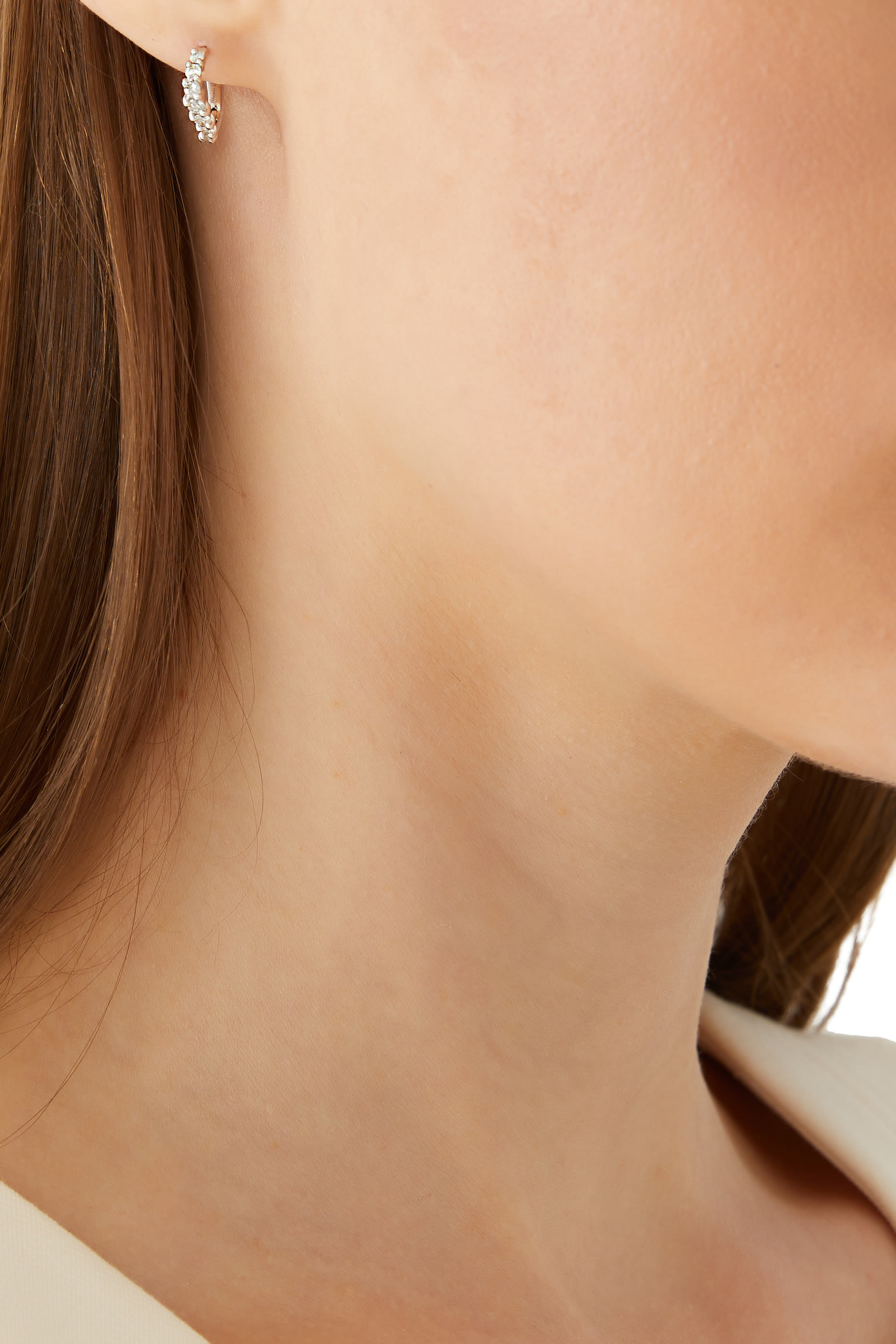 Wave Hoop Earrings, 18k White Gold & Diamonds